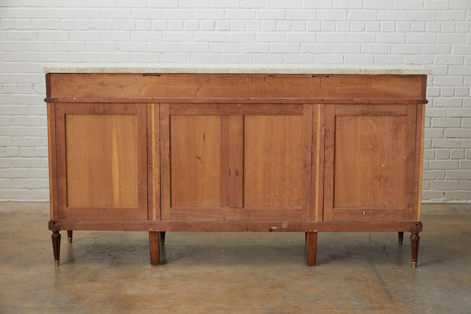 French Louis XVI Style Marble-Top Sideboard Enfilade 12