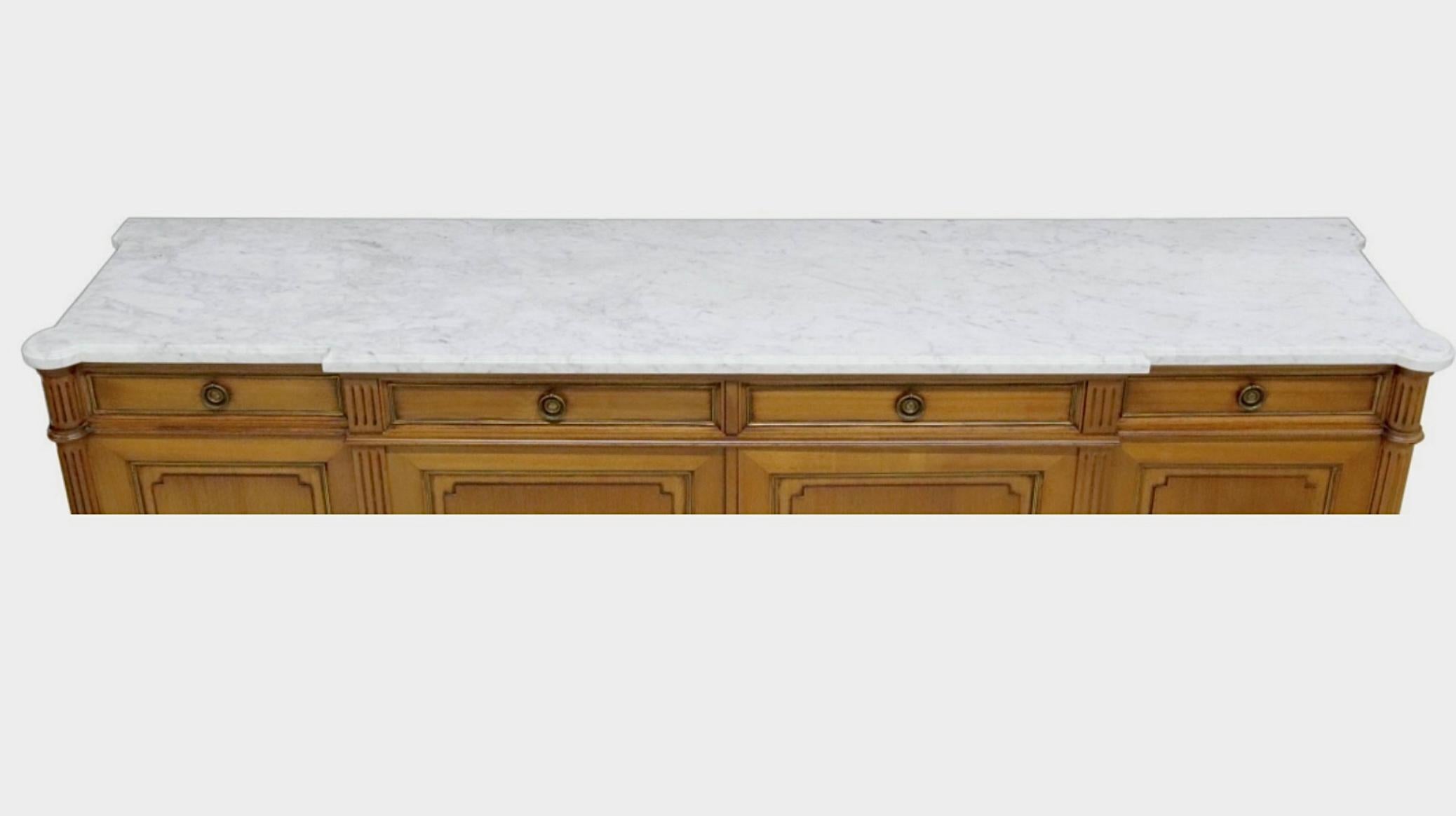 20th Century French Louis XVI Style Marble Top Sideboard - Enfilade For Sale
