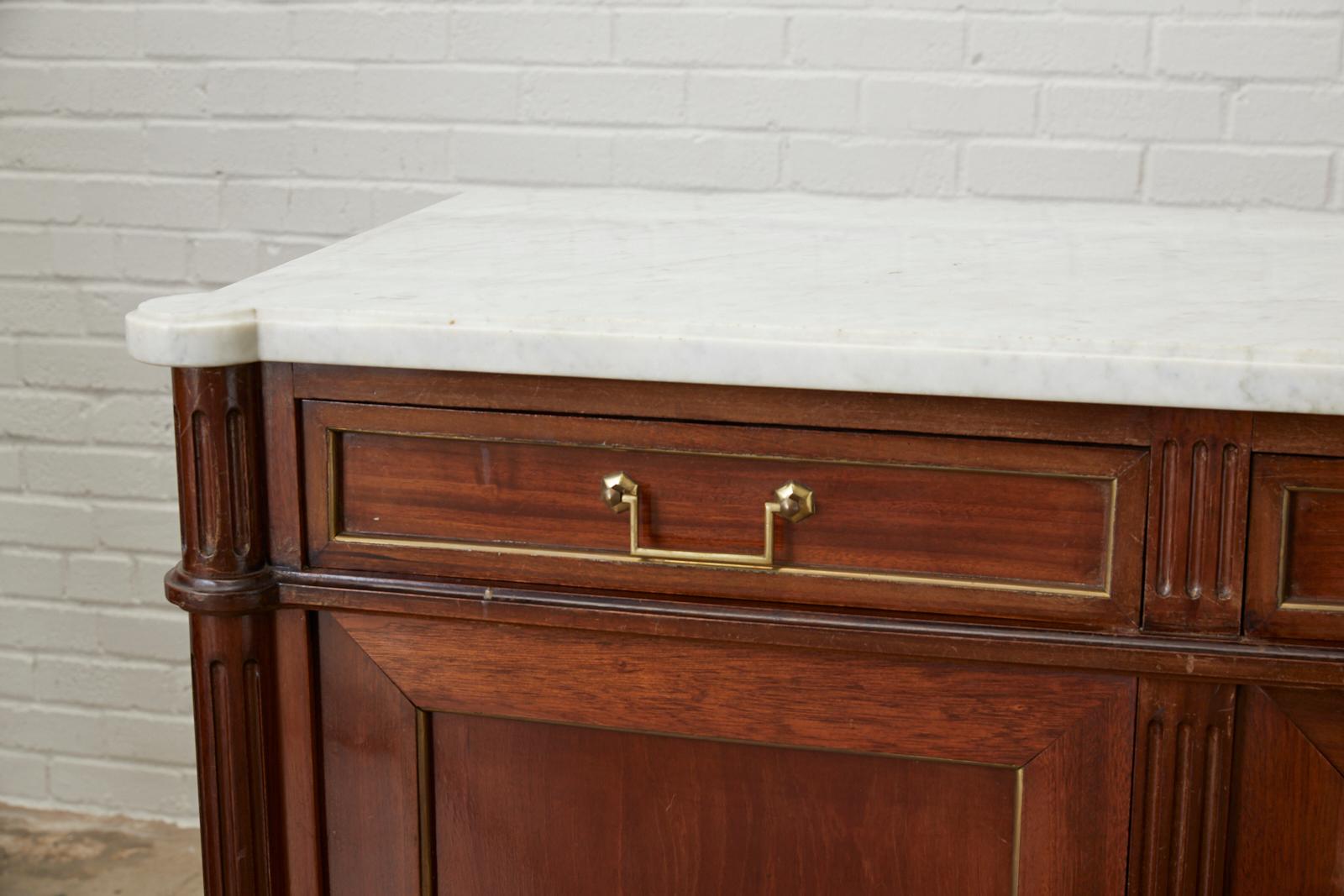 20th Century French Louis XVI Style Marble-Top Sideboard Enfilade