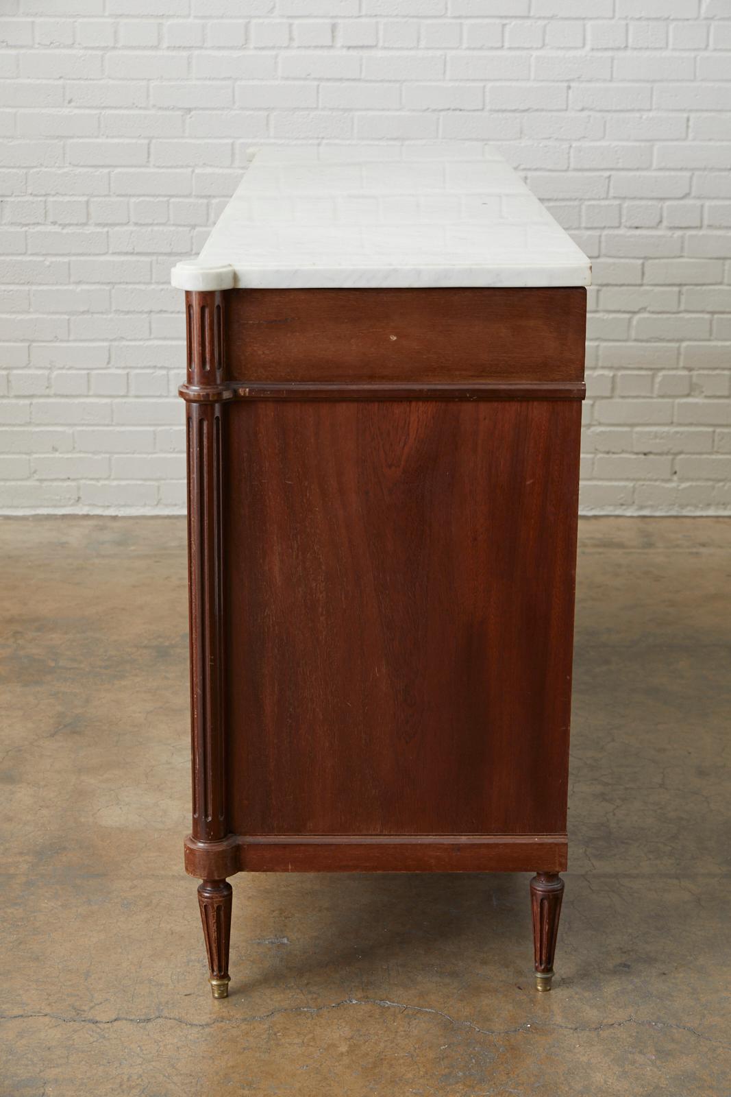 French Louis XVI Style Marble-Top Sideboard Enfilade 1
