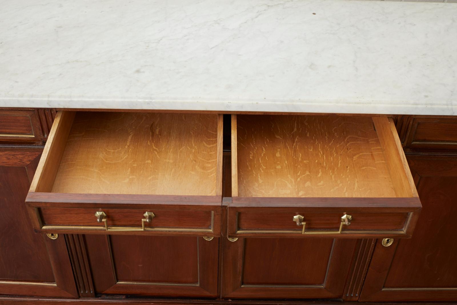 French Louis XVI Style Marble-Top Sideboard Enfilade 2