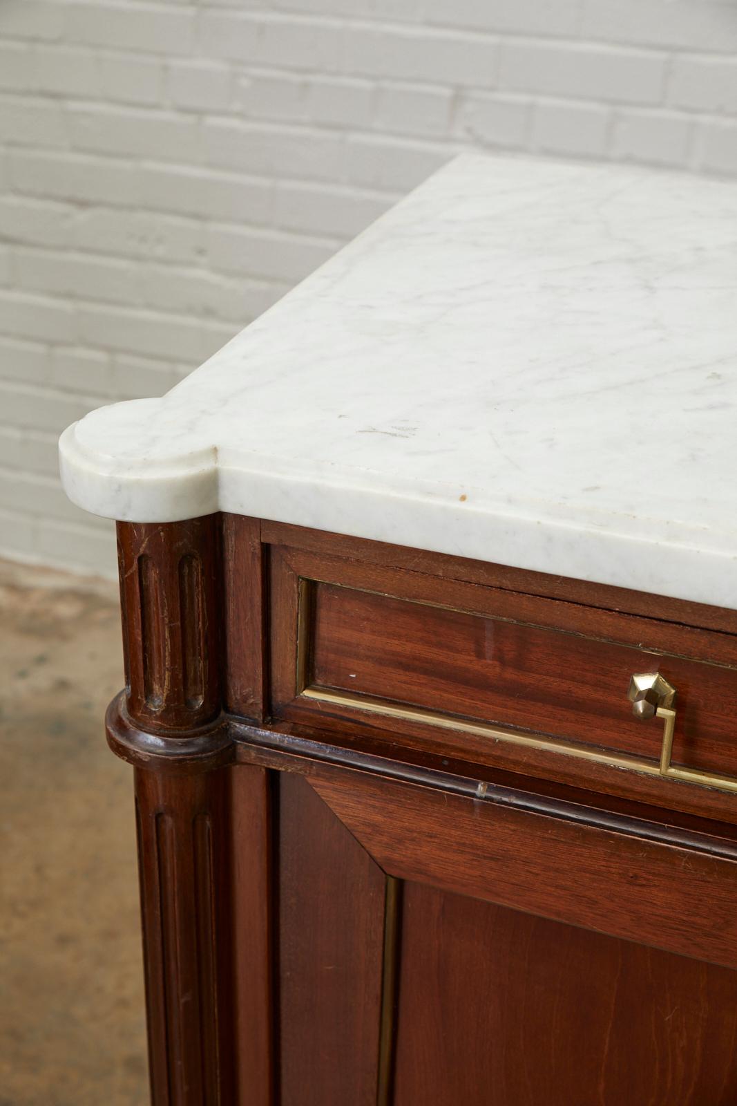 French Louis XVI Style Marble-Top Sideboard Enfilade 3