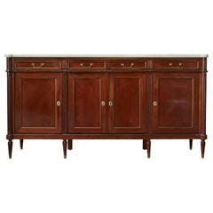 Vintage French Louis XVI Style Marble-Top Sideboard Enfilade