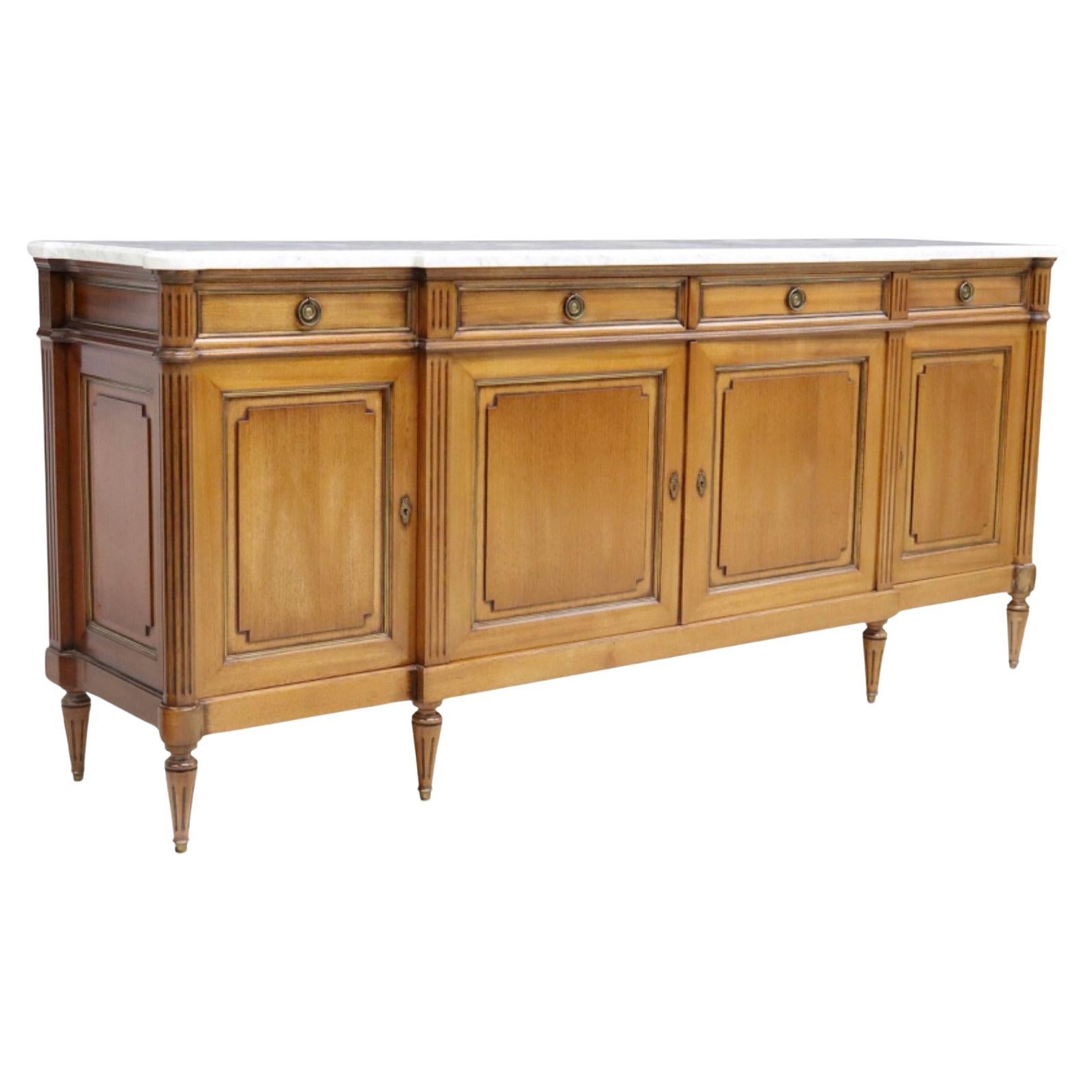French Louis XVI Style Marble Top Sideboard - Enfilade