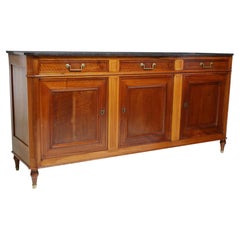 French Louis XVI Style Marble-Top Enfilade / Sideboard