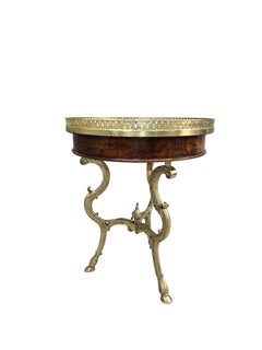 French Louis XVI Style Marquetry Gueridon Side Table