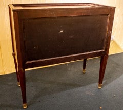French Louis XVI Style Marquetry Inlaid Marble-Top Commode
