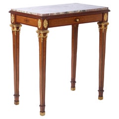 French Louis XVI Style Marquetry Inlaid Side Table