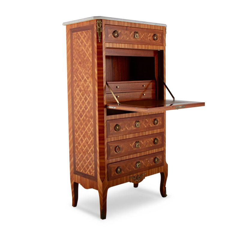 French Louis XVI-Style Marquetry Secretary In Excellent Condition In Vancouver, British Columbia