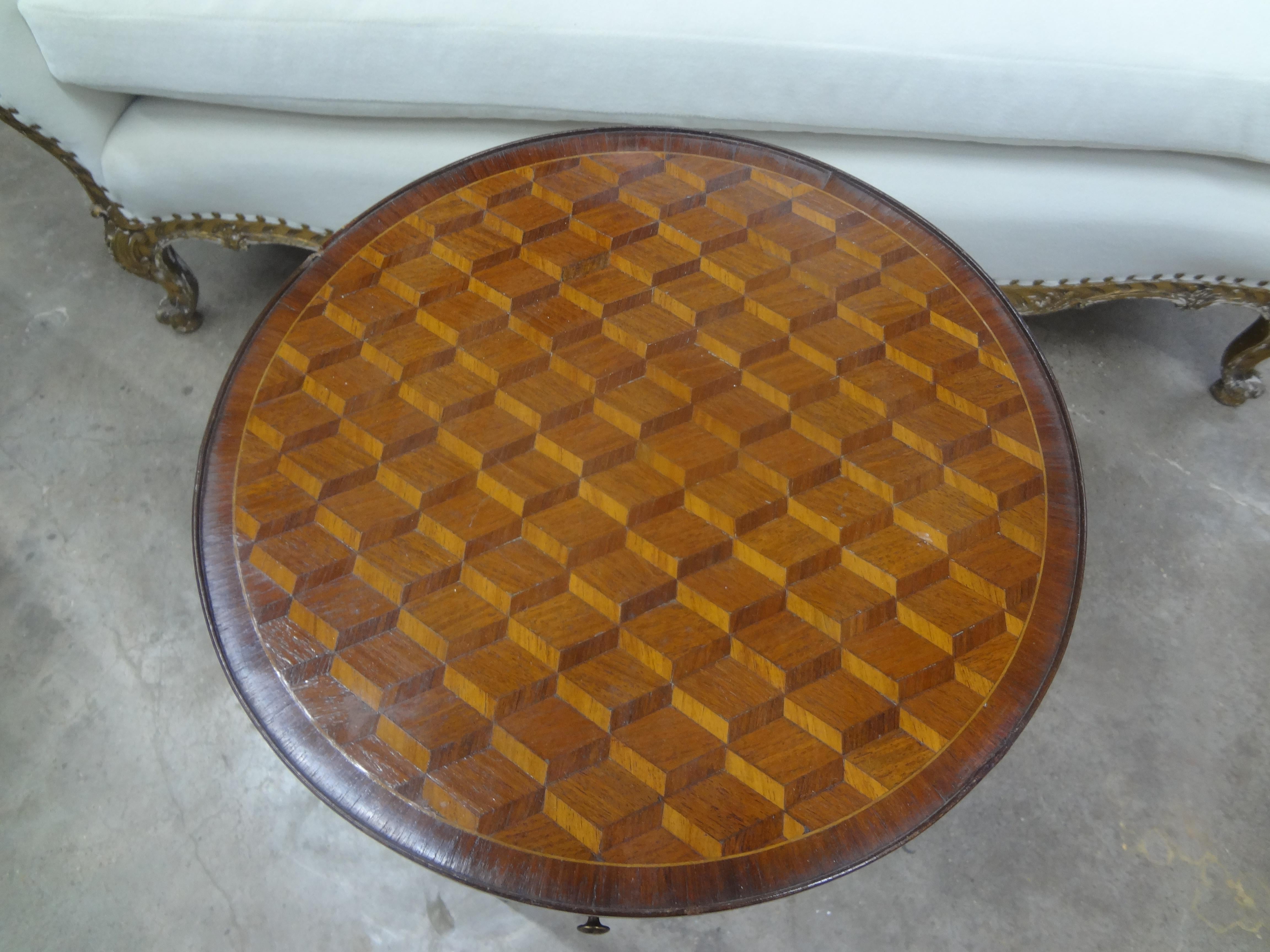 French Louis XVI Style Marquetry Table For Sale 2