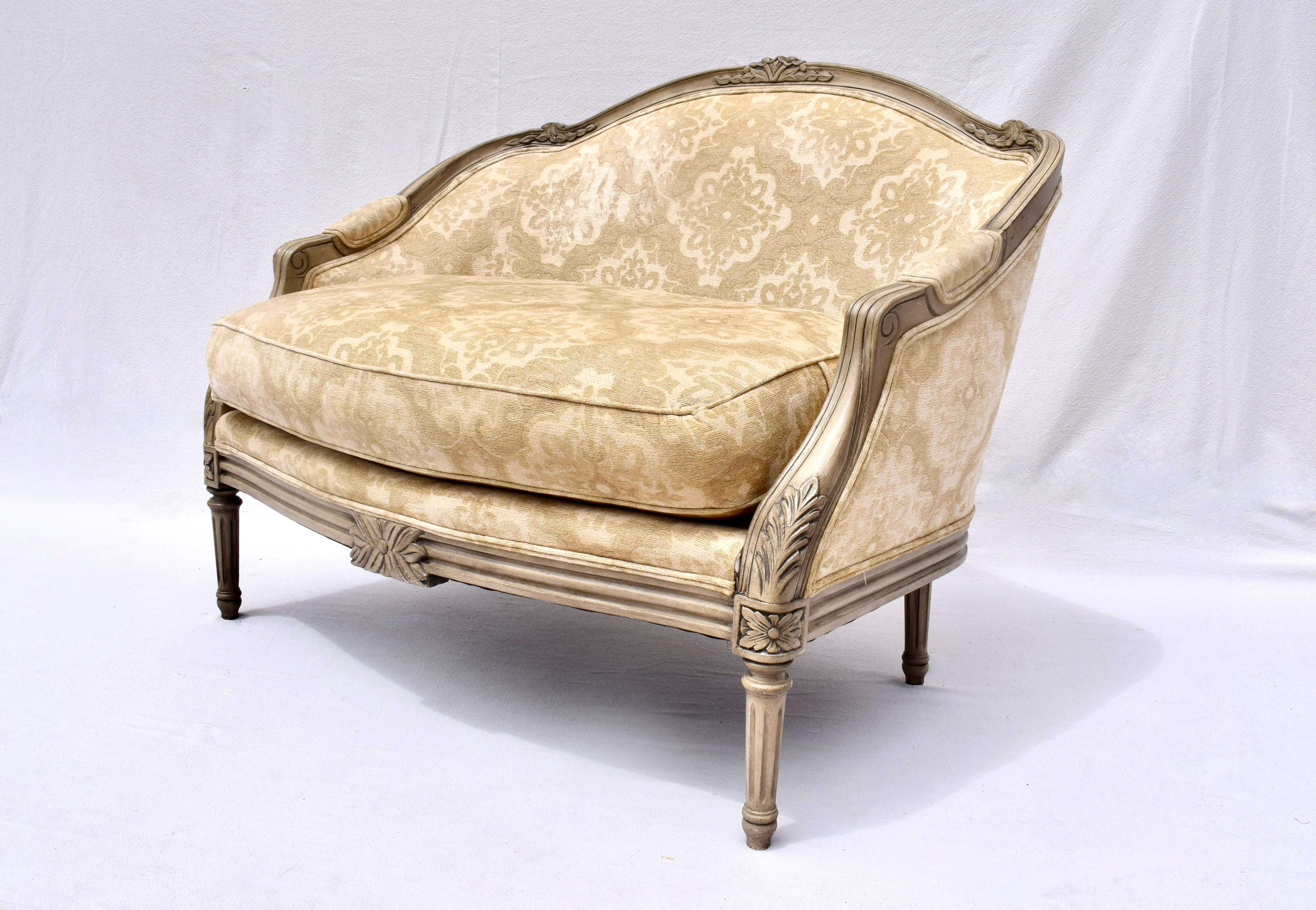 French Louis XvI Style Marquise Chair & Ottoman For Sale 3