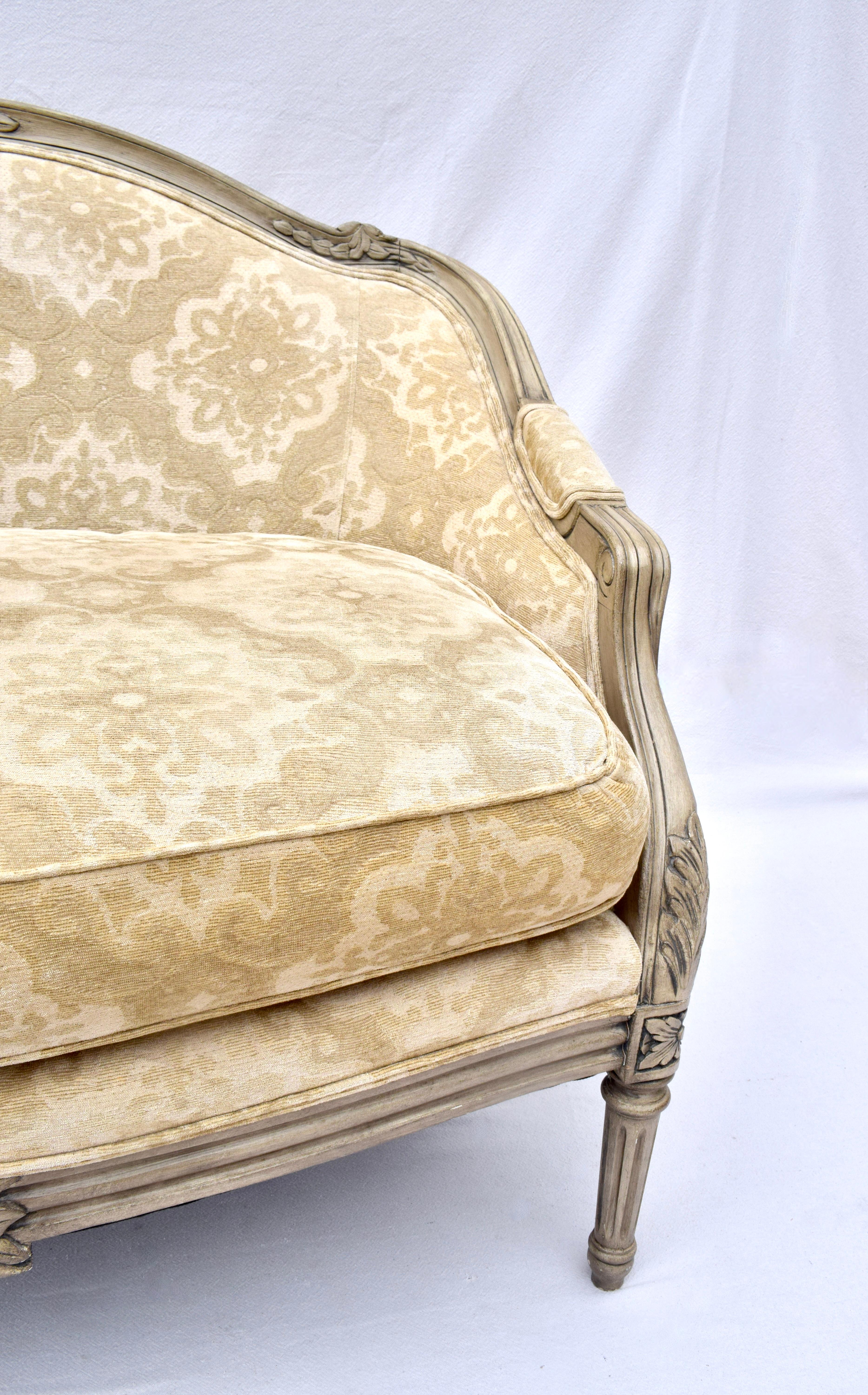 French Louis XvI Style Marquise Chair & Ottoman For Sale 4