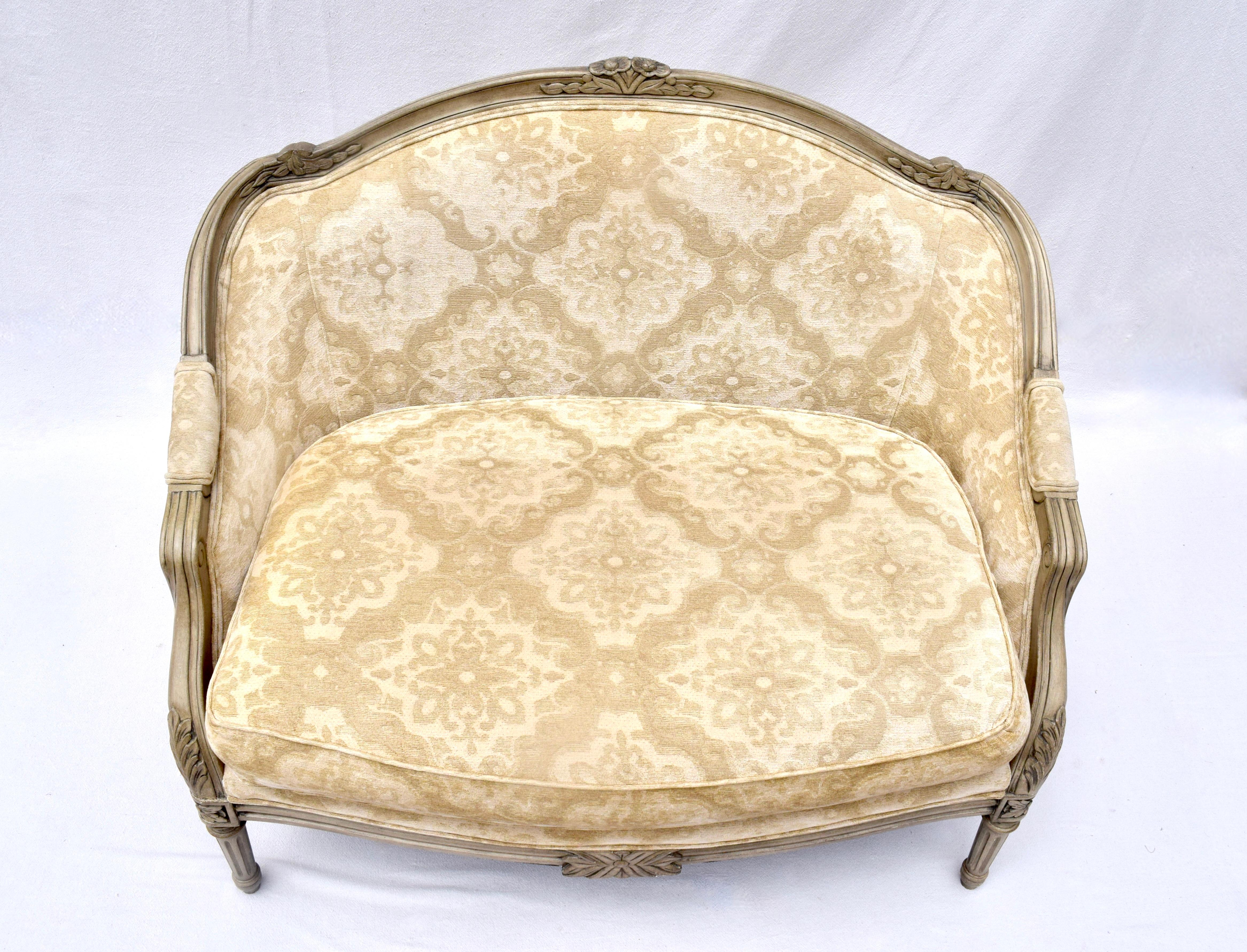 Louis XVI French Louis XvI Style Marquise Chair & Ottoman For Sale