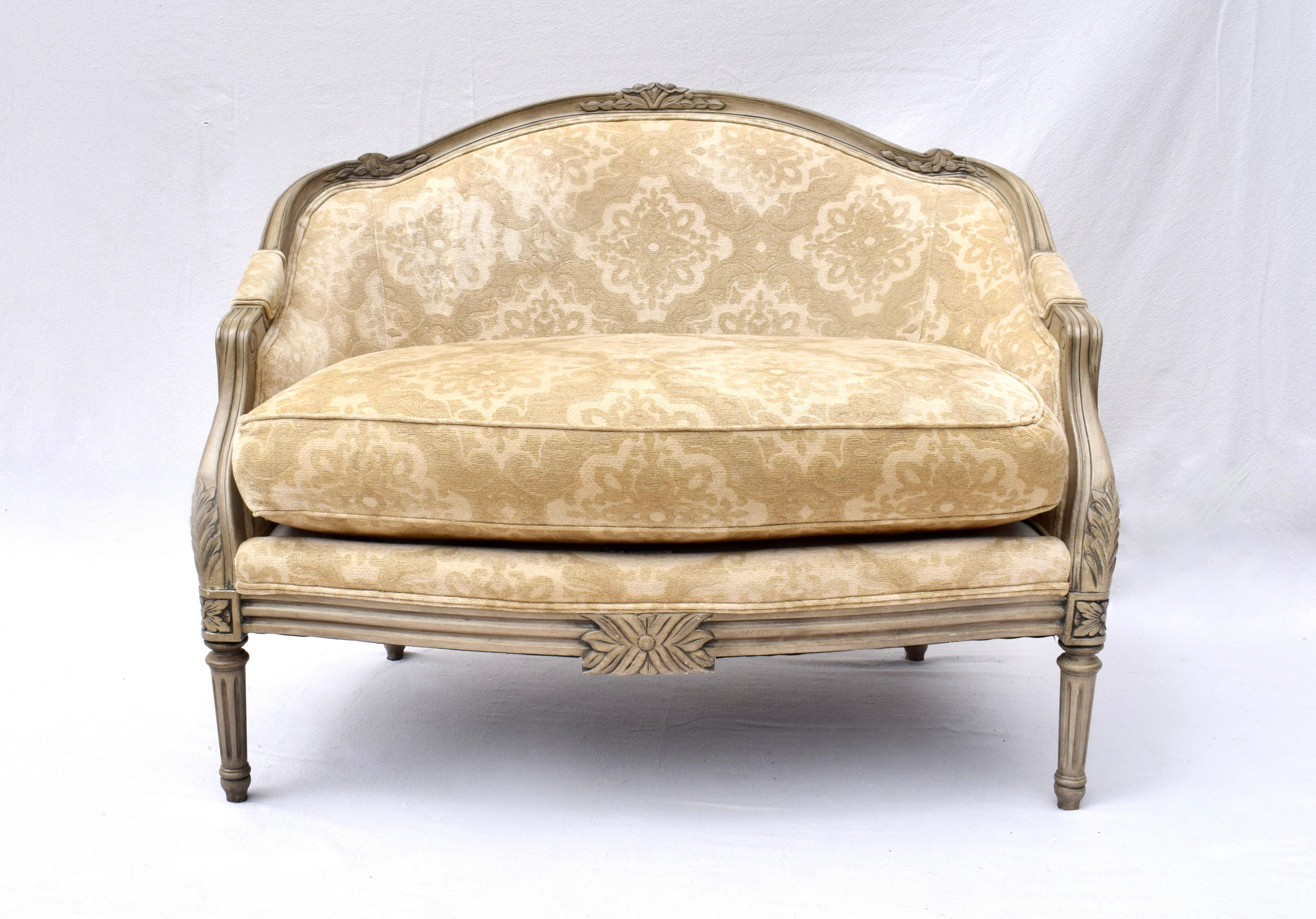 American French Louis XvI Style Marquise Chair & Ottoman For Sale