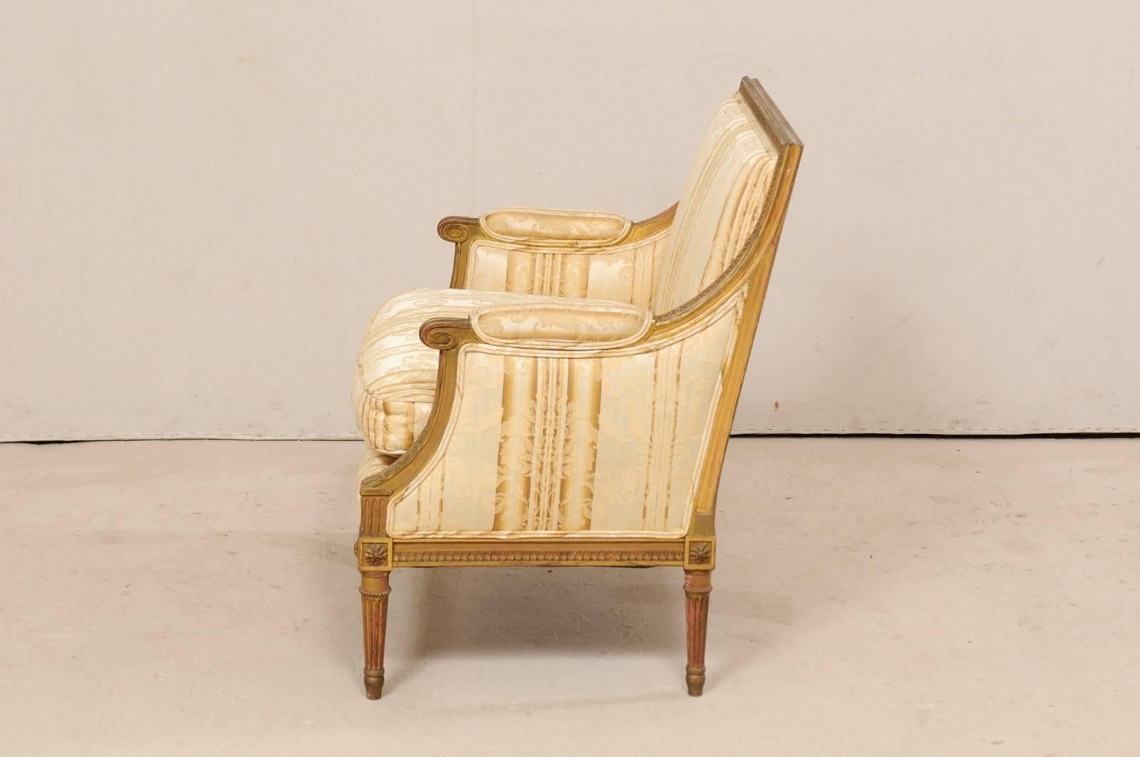 French Louis XVI Style Marquise Late 19th Century Armchair with Wide Seat In Good Condition In Atlanta, GA