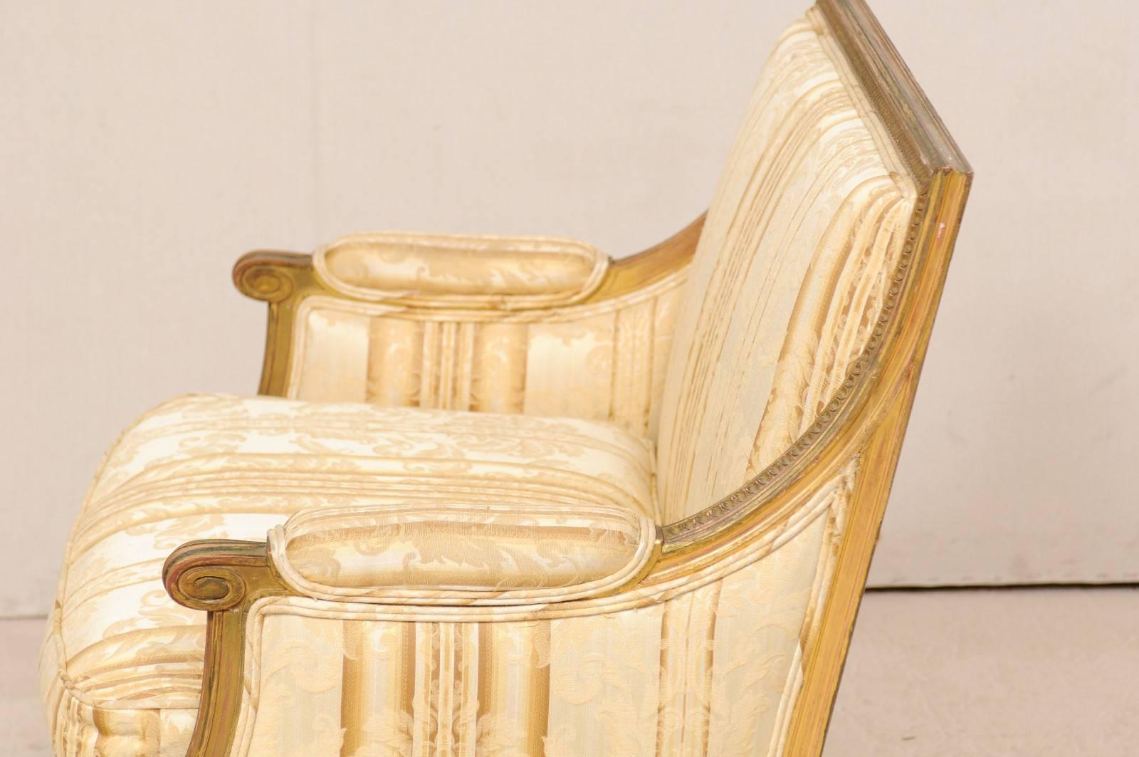 Wood French Louis XVI Style Marquise Late 19th Century Armchair with Wide Seat