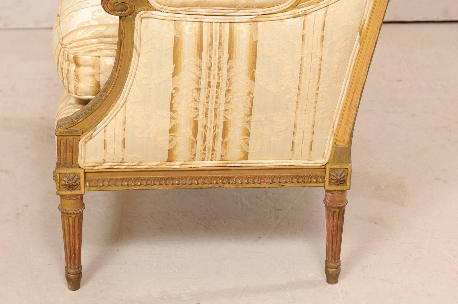 French Louis XVI Style Marquise Late 19th Century Armchair with Wide Seat 1