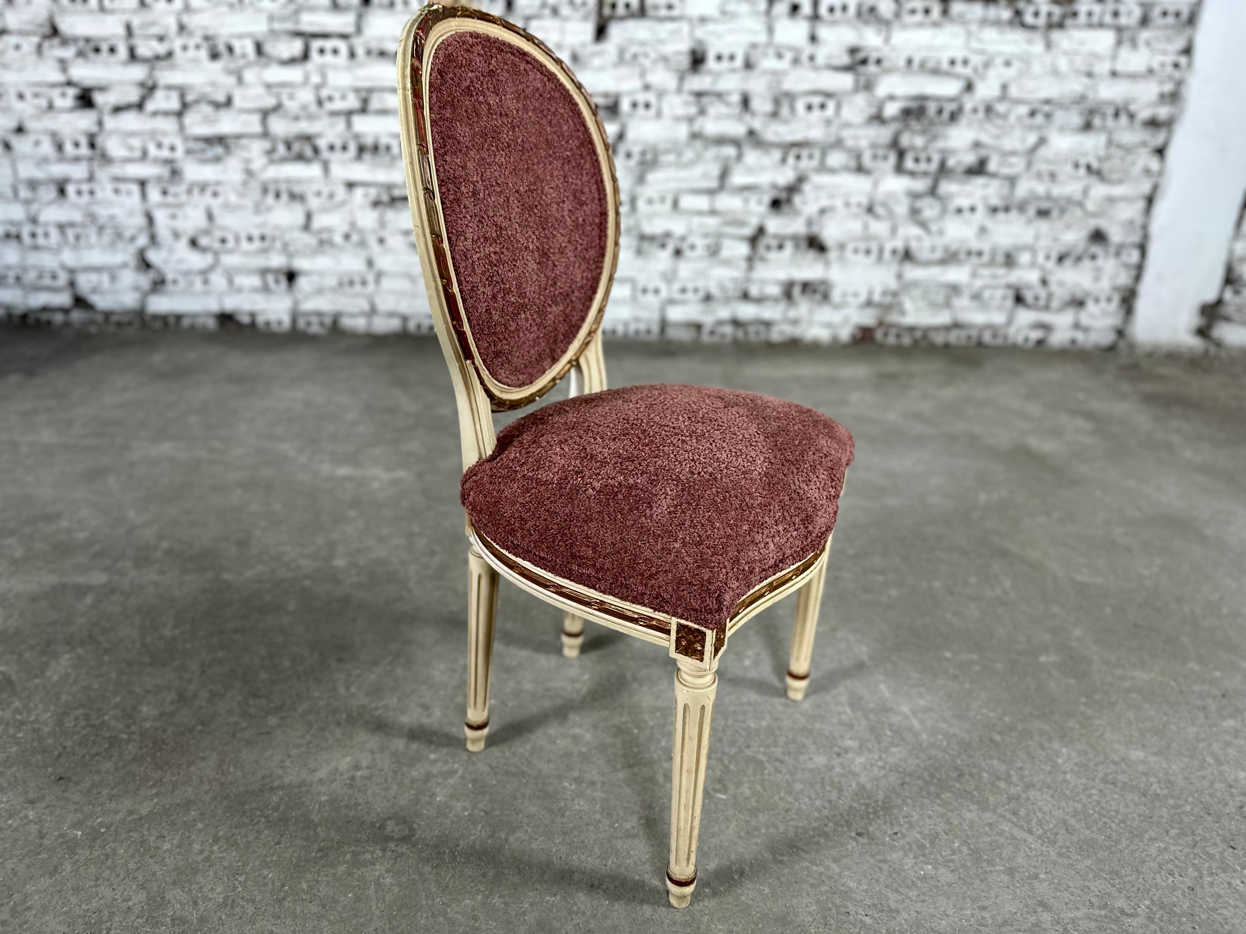 French Louis XVI Style Medallion Back Reupholstered Dining Chairs - Set of 6 8