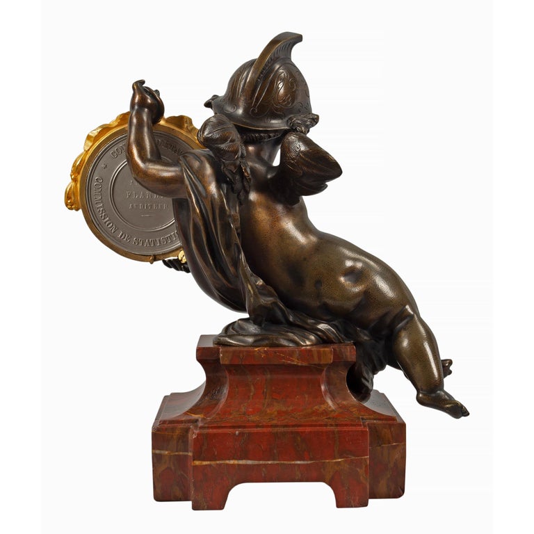 French Louis XVI Style Mid-19th Century Bronze, Ormolu and Marble Statue For Sale 4