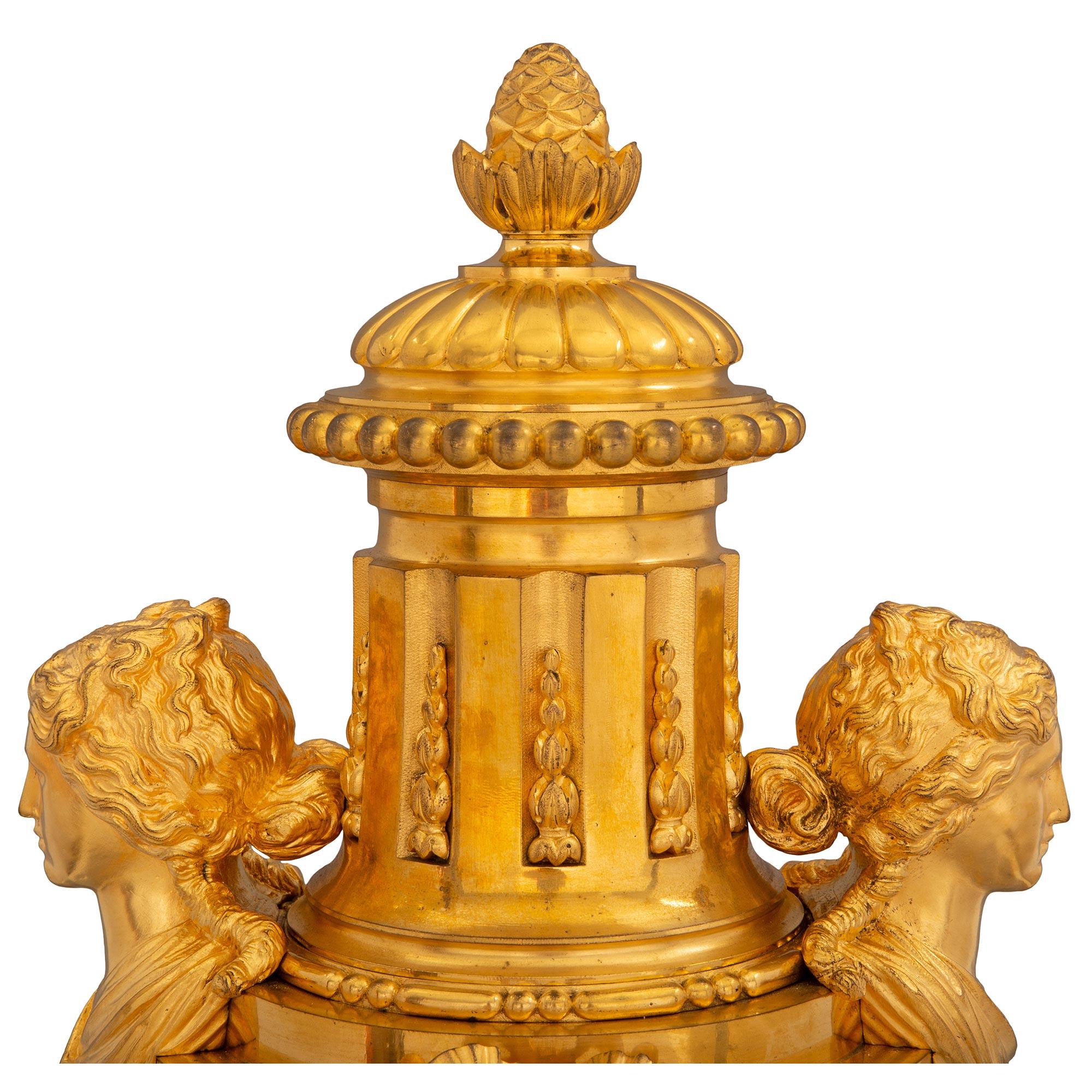  French Louis XVI Style Mid-19th Century Ormolu and Rouge Griotte Marble Clock For Sale 2