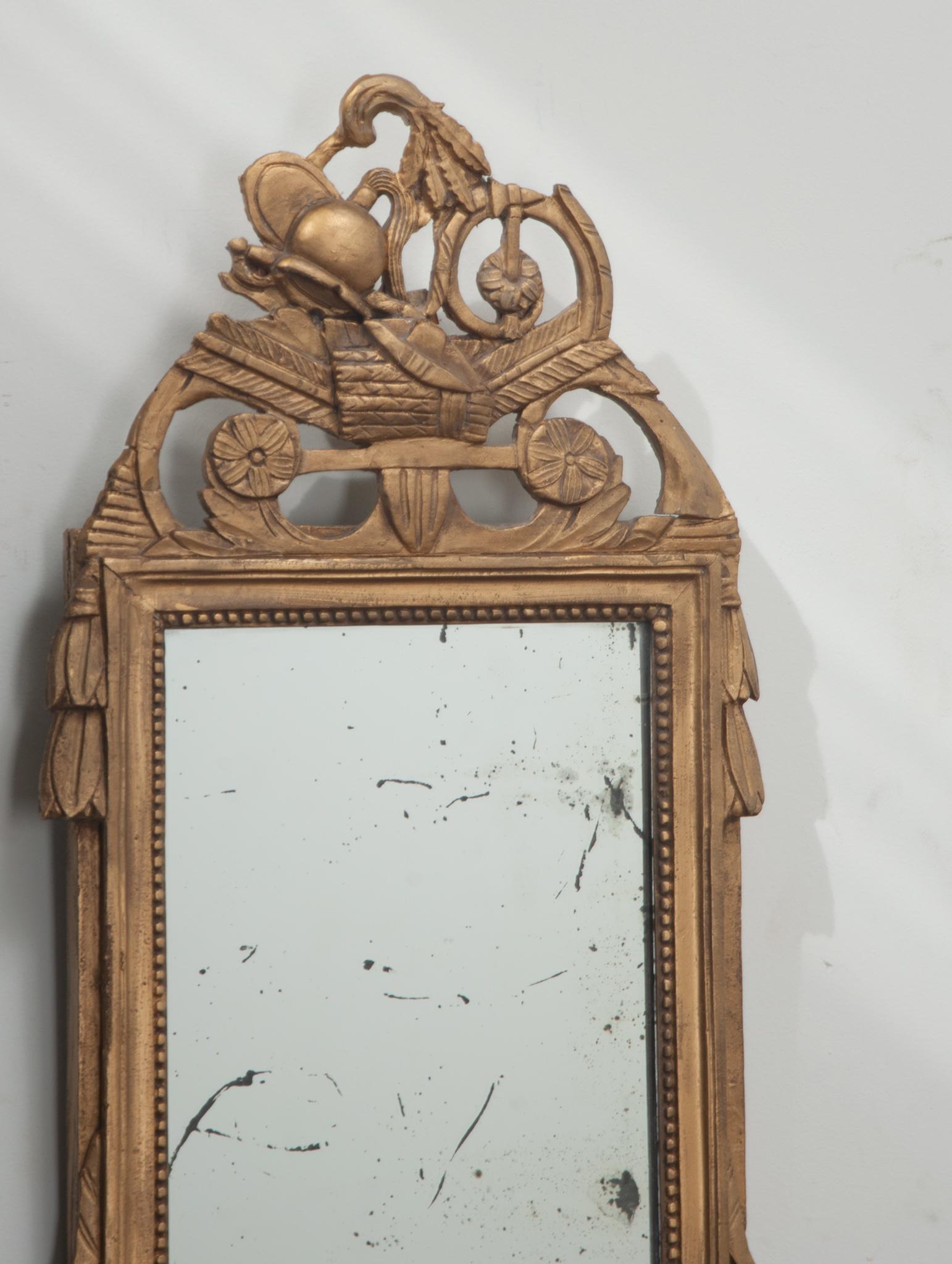 Gilt French Louis XVI Style Mirror For Sale