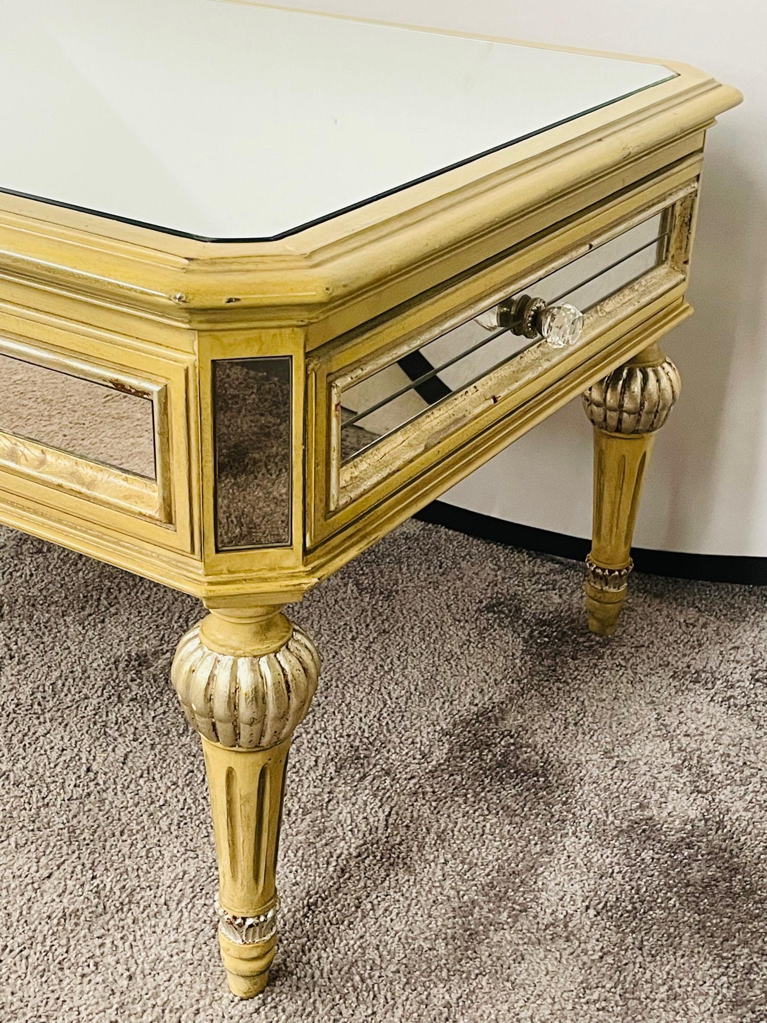 20th Century French Louis XVI Style Mirrored Coffee Table
