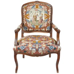 French Louis XVI Style Needle Point Fauteuil French Louis XVI Style Needle Point Fauteuil