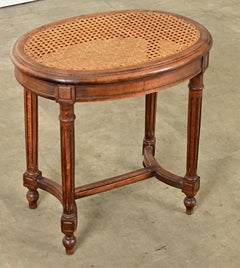 French Louis XVI Style Oak & Cane Stool