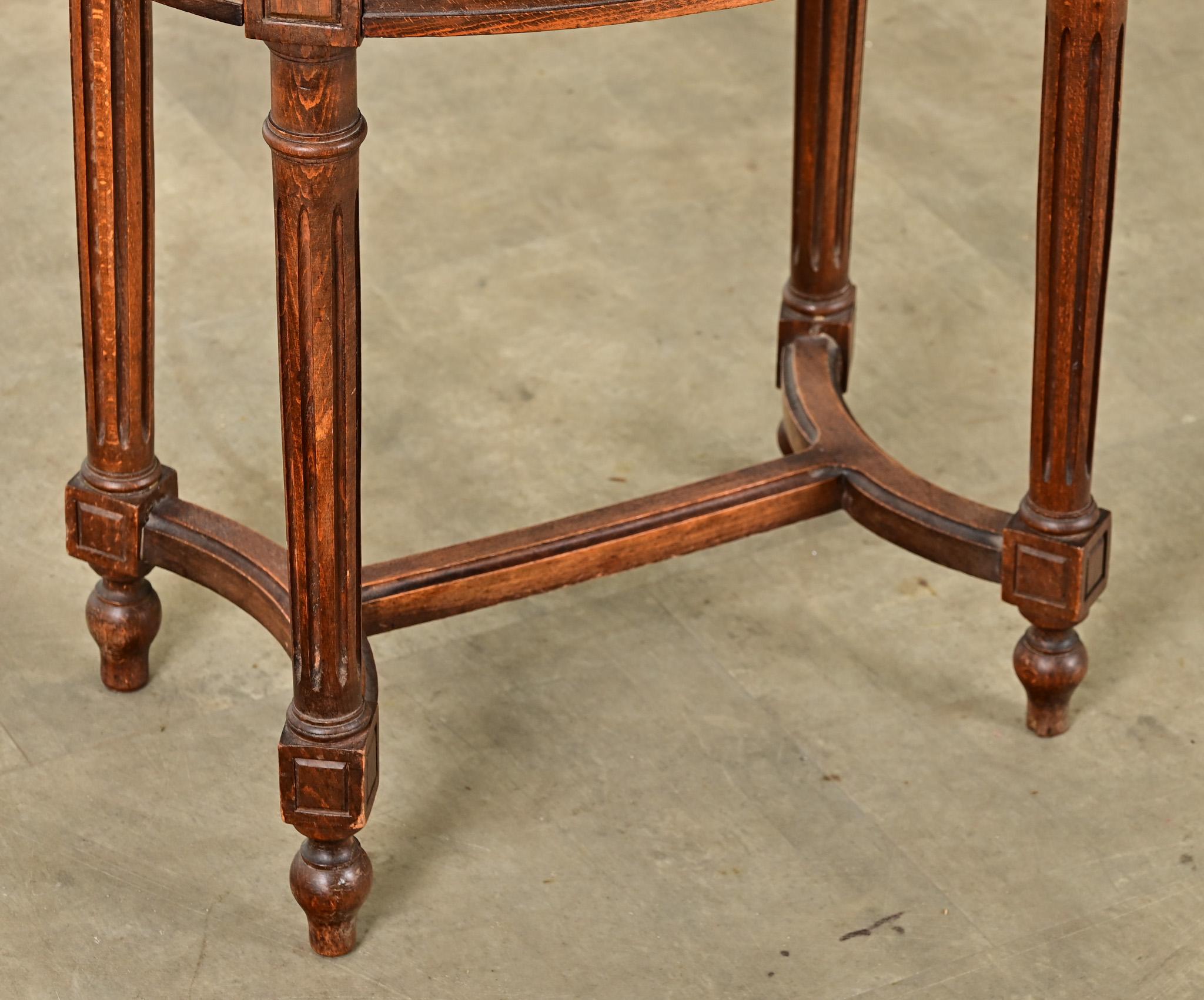 Hand-Carved French Louis XVI Style Oak & Cane Stool