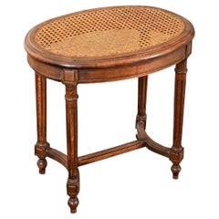 French Louis XVI Style Oak & Cane Stool