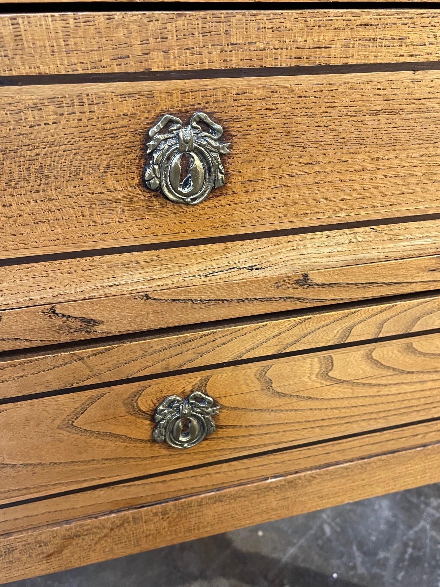 French Louis XVI Style Oak Chest with Brass Trim For Sale 1