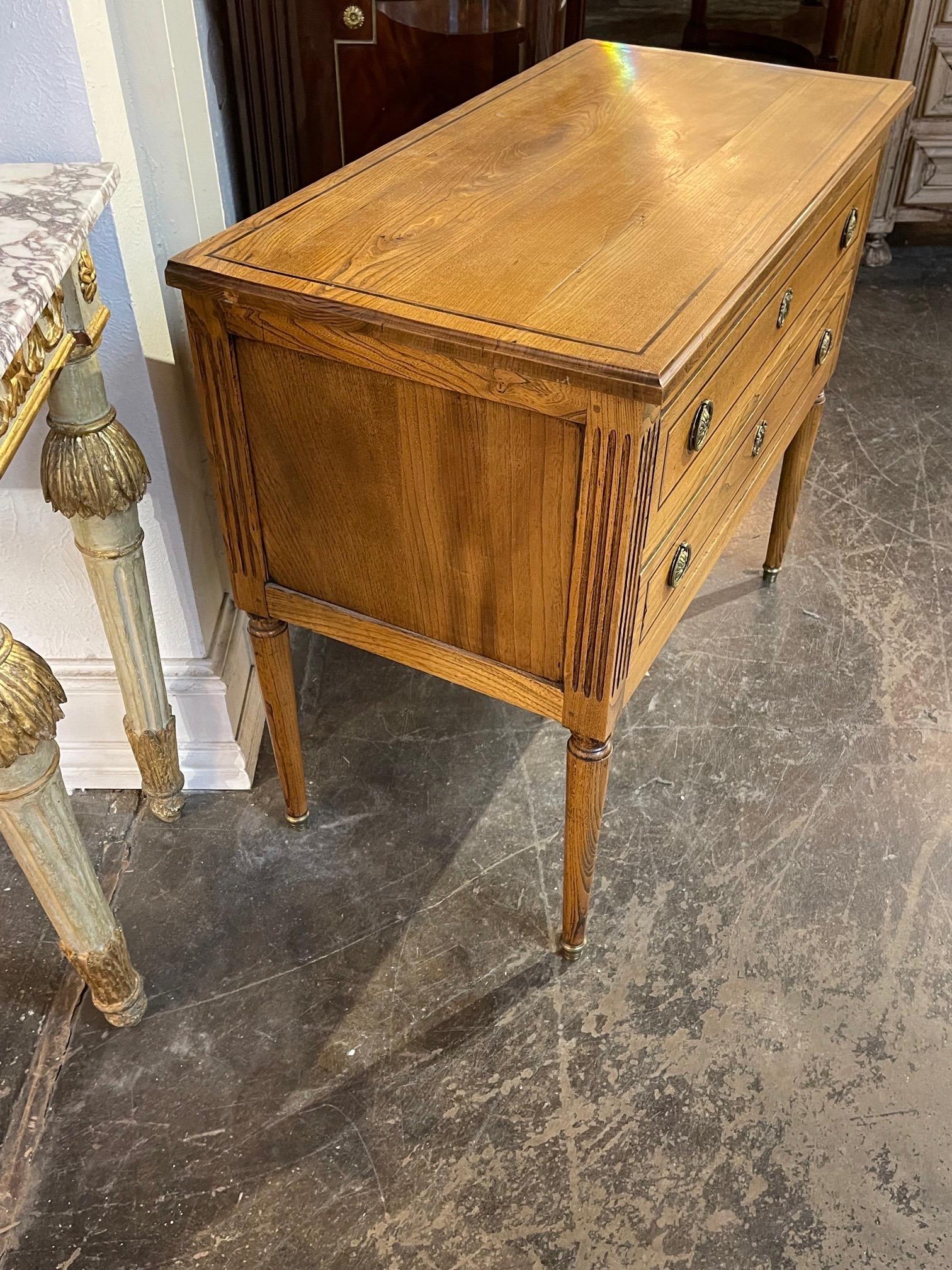 French Louis XVI Style Oak Chest with Brass Trim For Sale 2