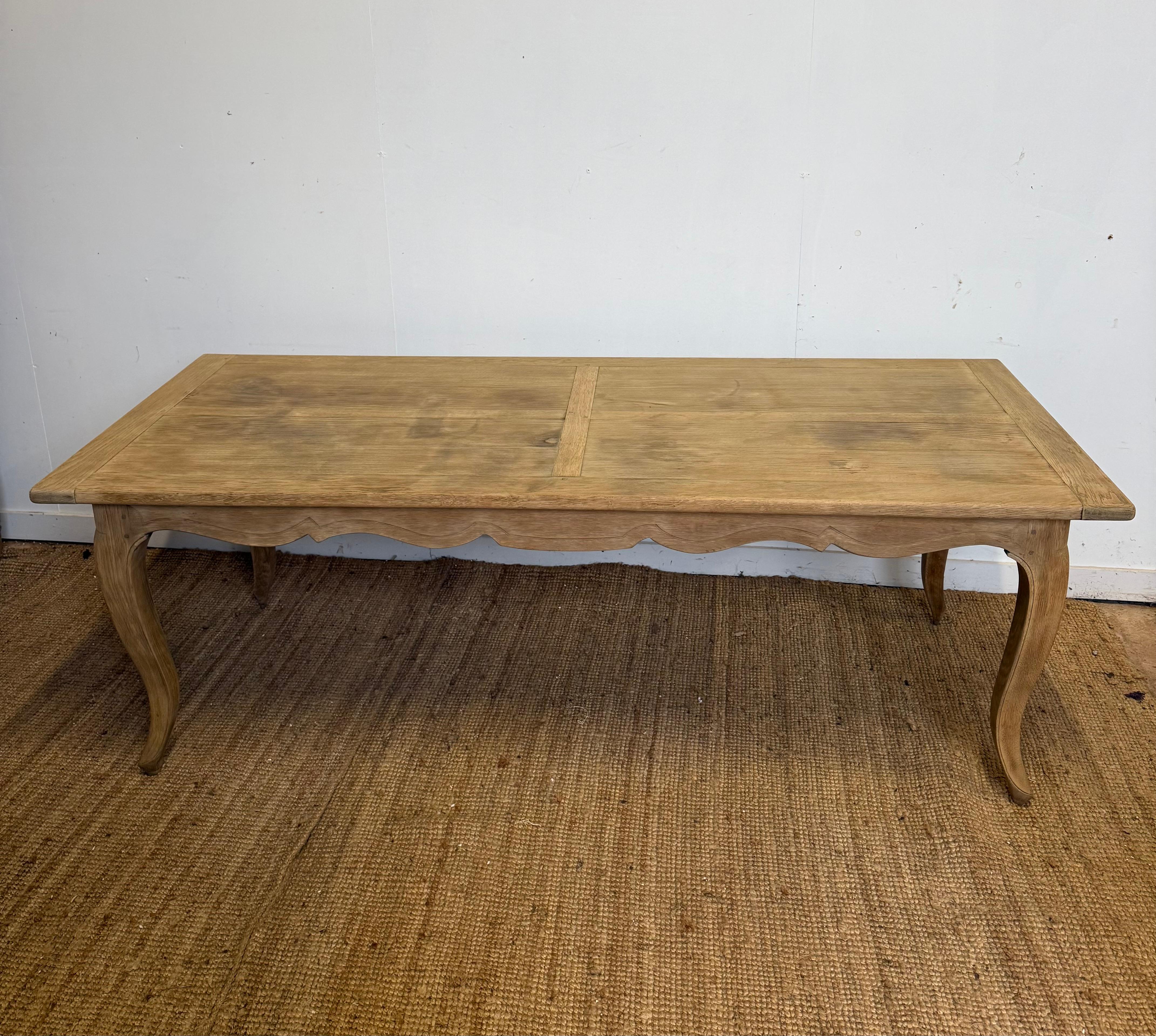 Buen ejemplo de mesa de granja francesa de principios del siglo XX de estilo Luis XVI 

Circa 1930's , han sido lavados y fregados . Capacidad para 8 personas 

 

Altura 30 pulgadas 

Longitud 86,5 pulgadas 

anchura 35 pulgadas 