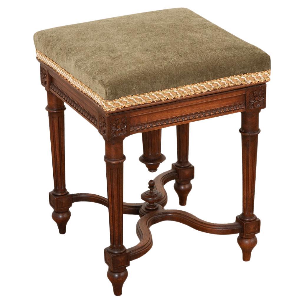 French Louis XVI Style Oak Piano Stool For Sale