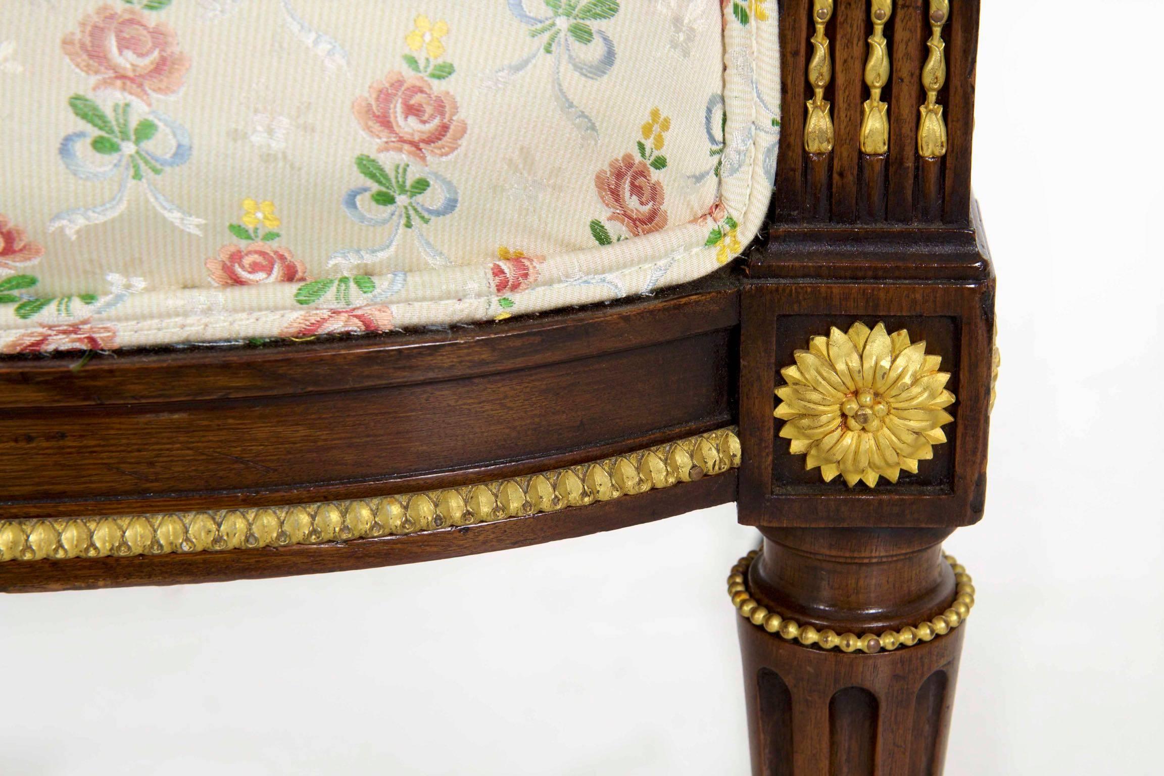 French Louis XVI Style Ormolu and Mahogany Canapé Sofa Settee, Late 19th Century 7