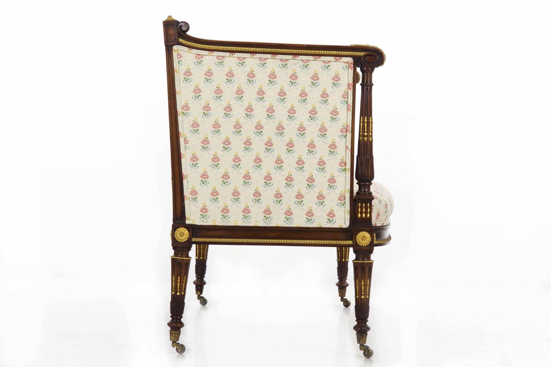 Bronze French Louis XVI Style Ormolu and Mahogany Canapé Sofa Settee, Late 19th Century