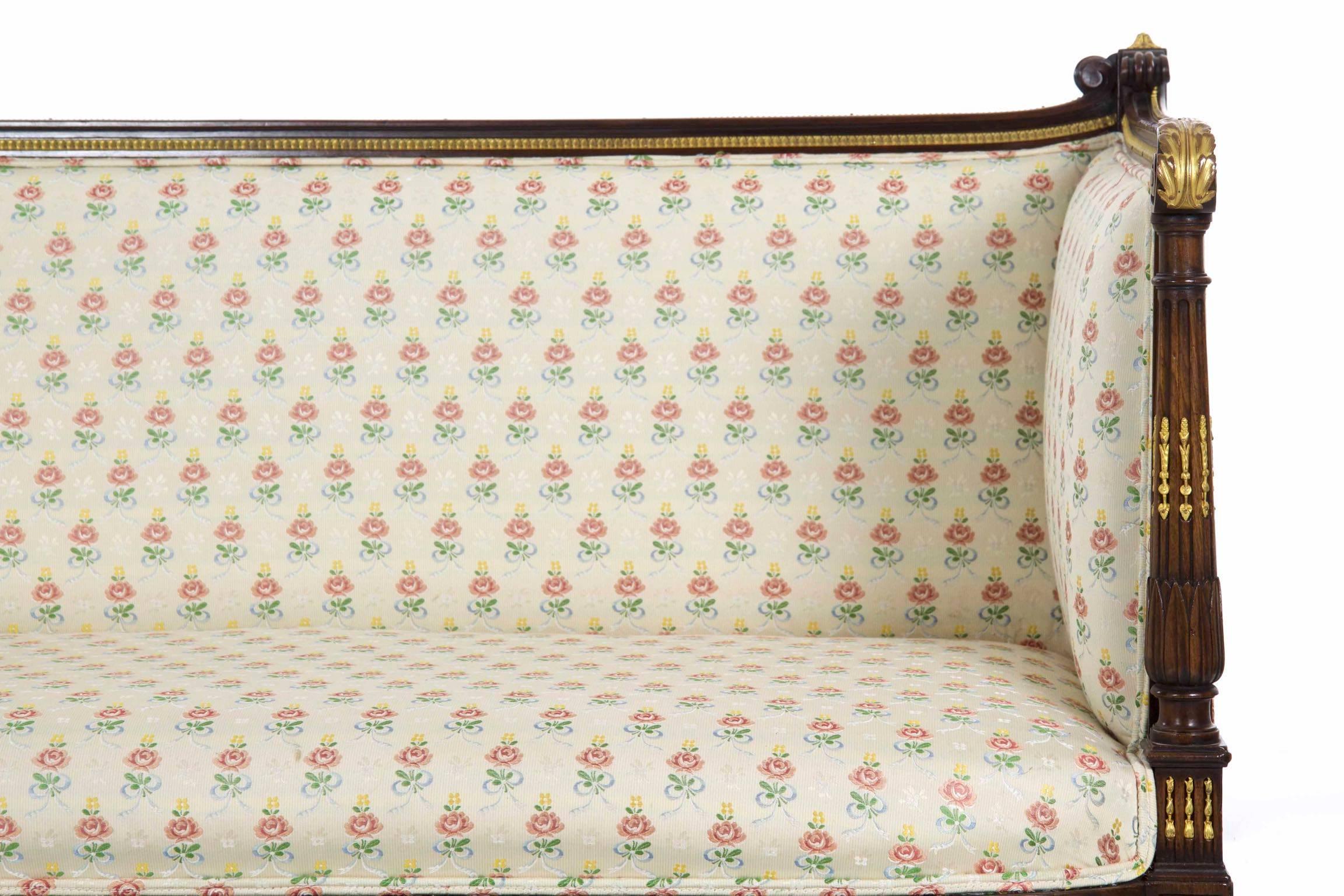 French Louis XVI Style Ormolu and Mahogany Canapé Sofa Settee, Late 19th Century 1
