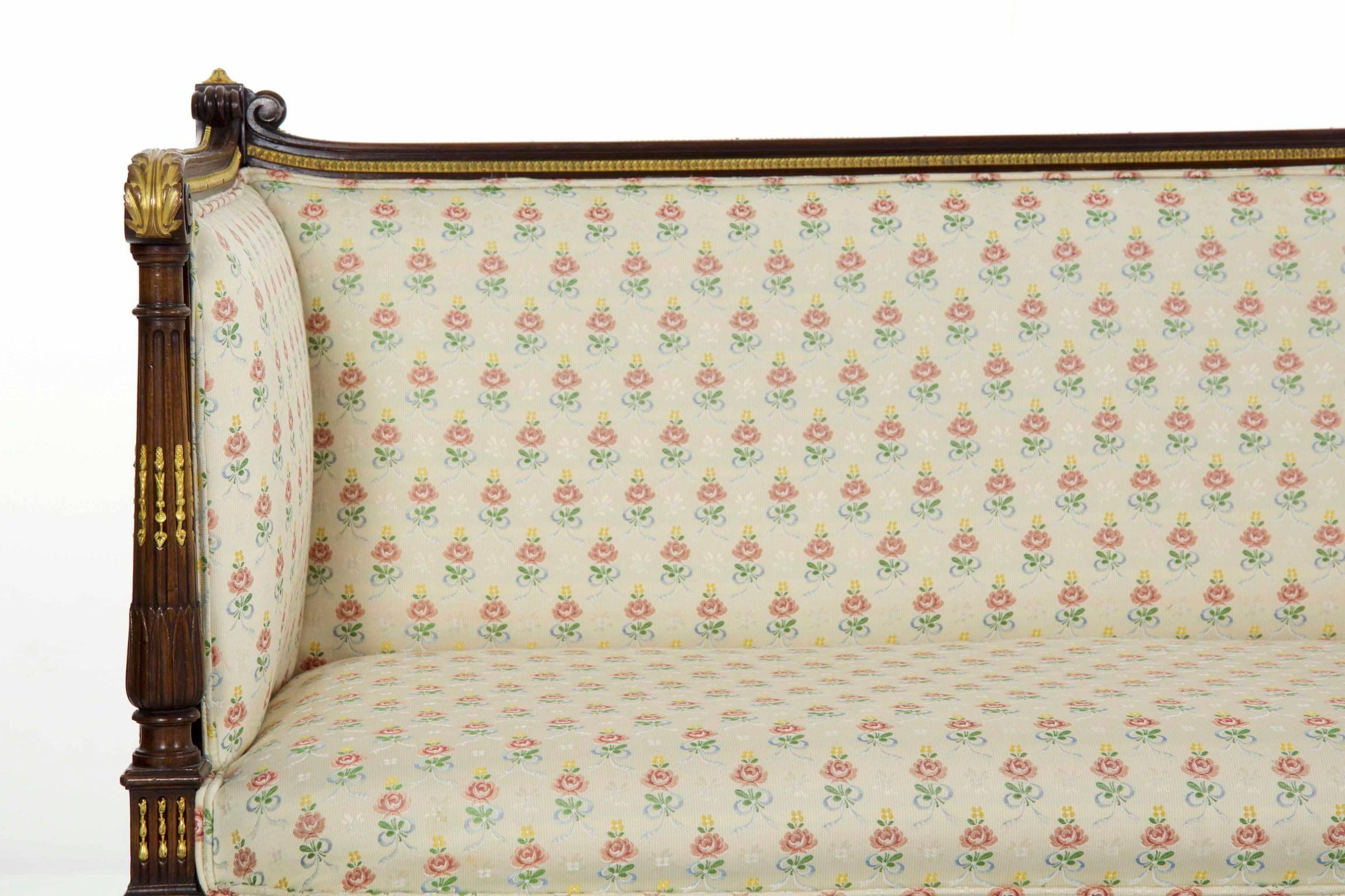 French Louis XVI Style Ormolu and Mahogany Canapé Sofa Settee, Late 19th Century 2