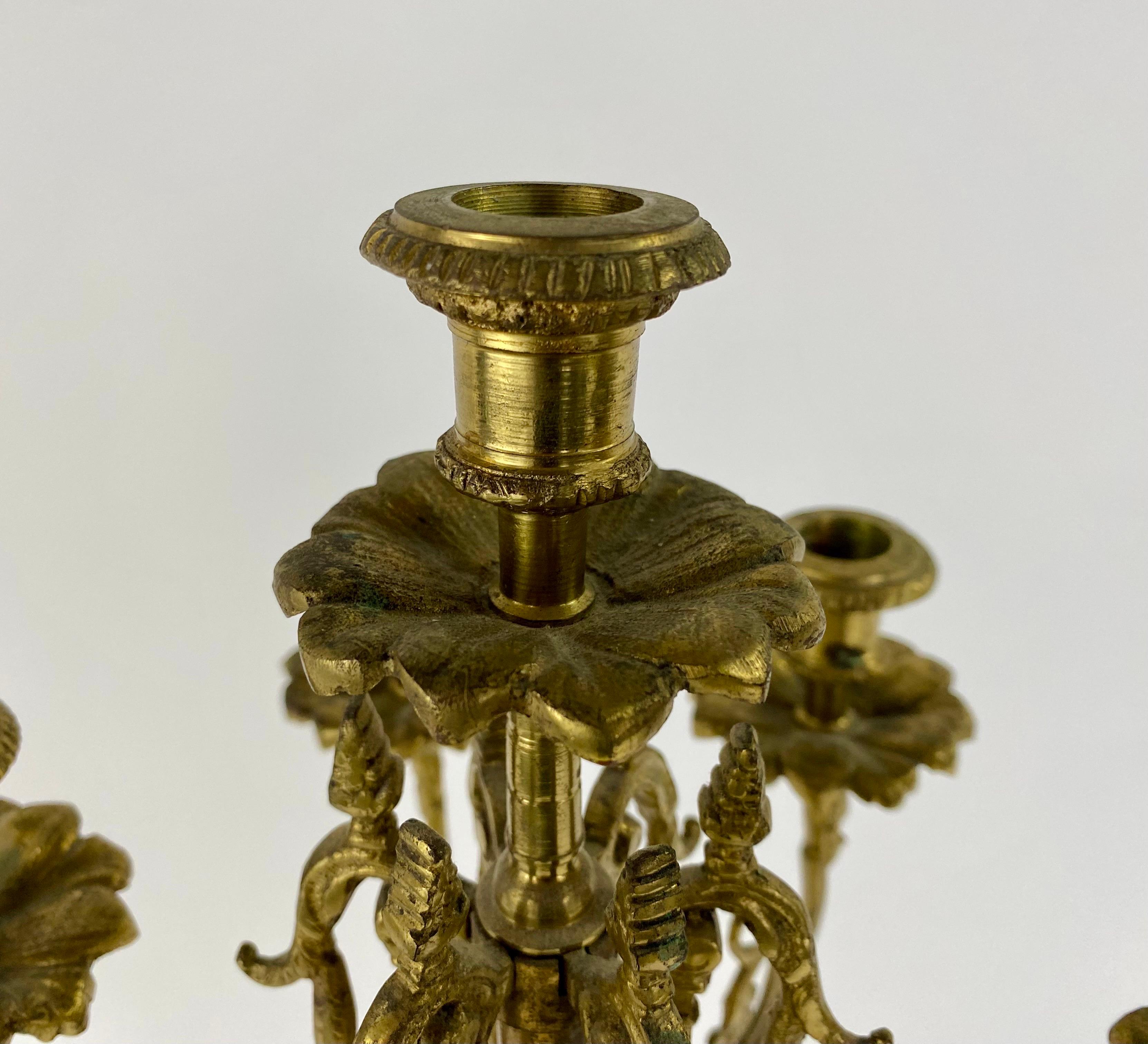 French Louis XVI Style Ormolu Bronze 7 Arms Candelabra, a Pair  For Sale 8