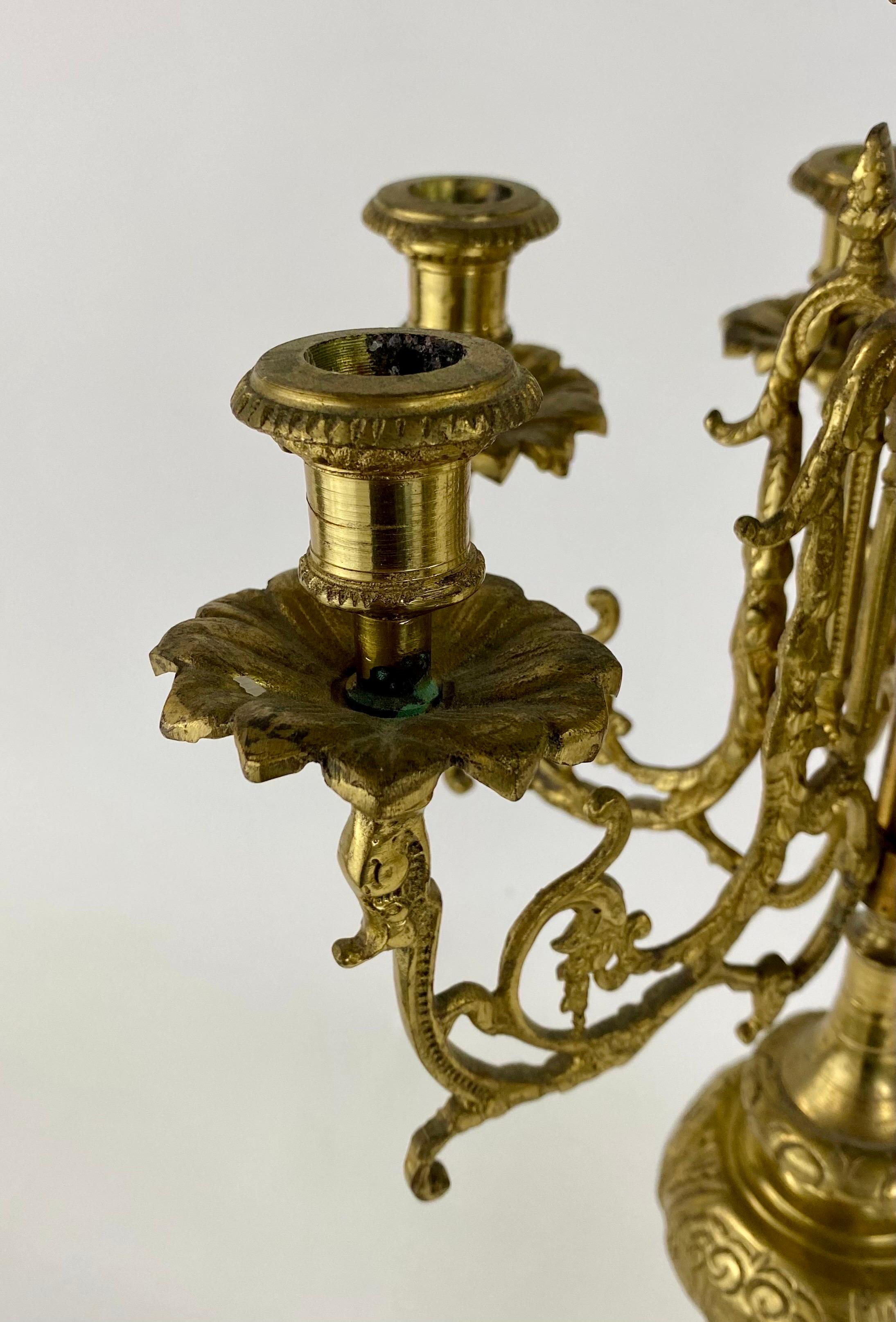 French Louis XVI Style Ormolu Bronze 7 Arms Candelabra, a Pair  For Sale 9