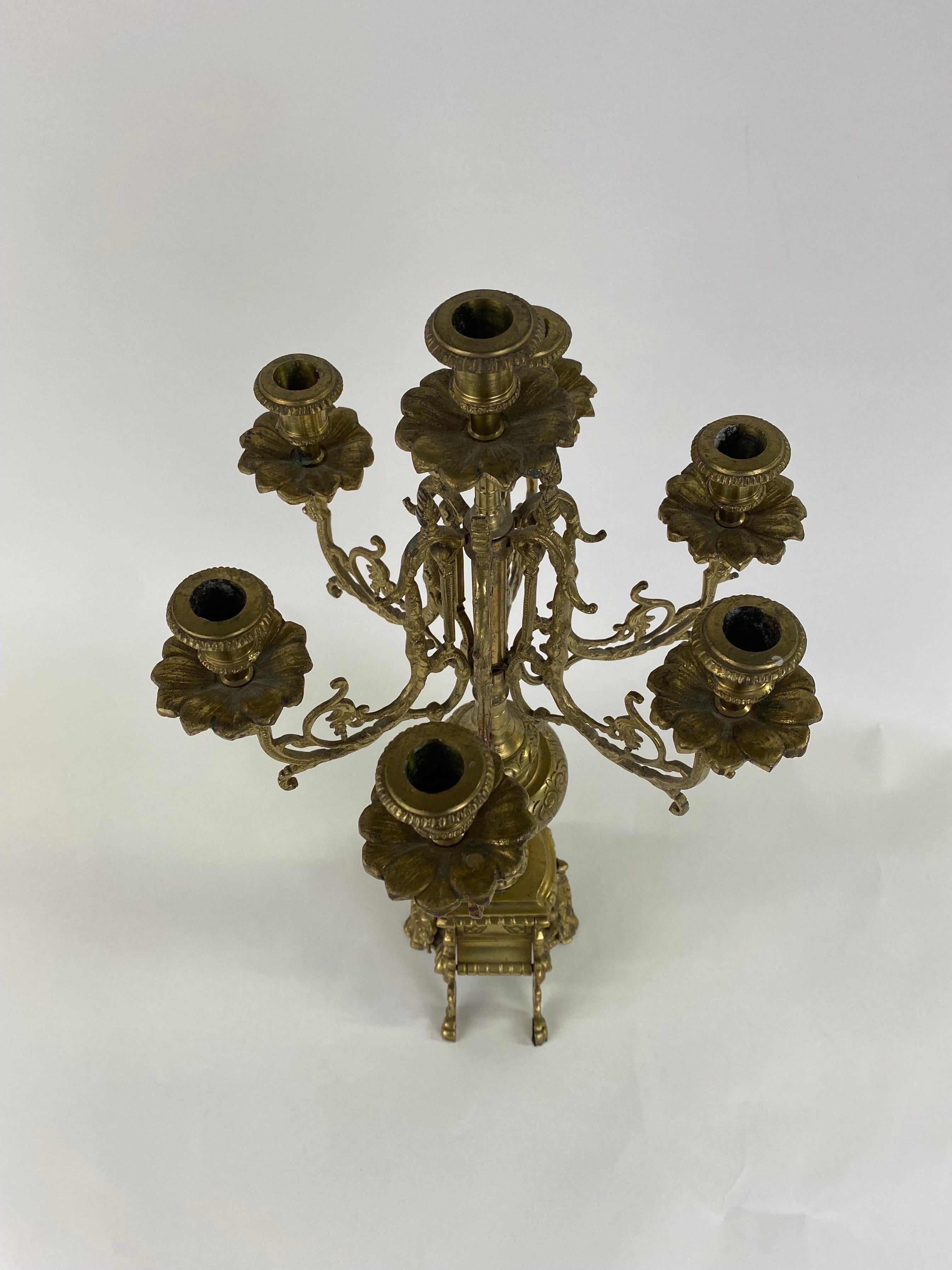 French Louis XVI Style Ormolu Bronze 7 Arms Candelabra, a Pair  For Sale 1