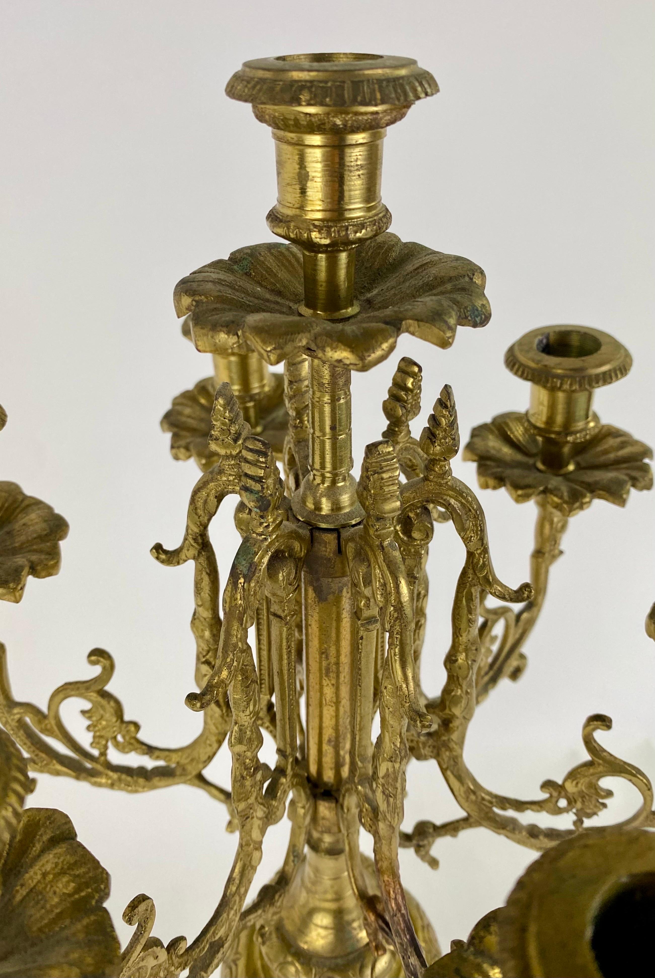 French Louis XVI Style Ormolu Bronze 7 Arms Candelabra, a Pair  For Sale 3