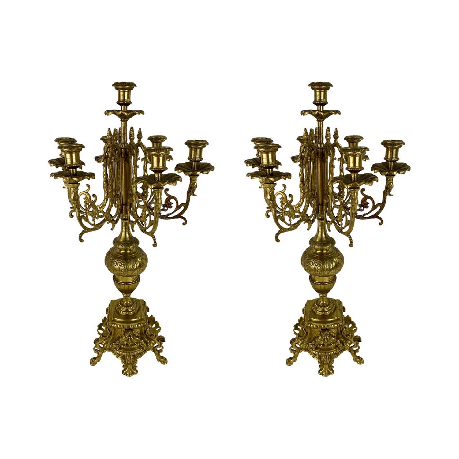 French Louis XVI Style Ormolu Bronze 7 Arms Candelabra, a Pair  For Sale