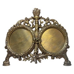 French Louis XVI Style Ormolu Double Portrait Frame with Easel Back, 19th C.