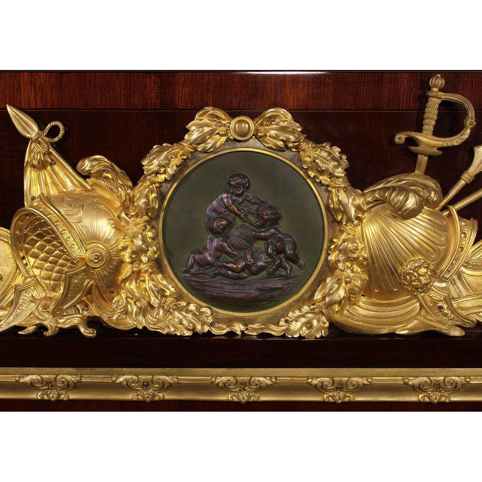 French Louis XVI Style Ormolu Mounted Military Armor Commode Attr. Mâison Millet In Good Condition For Sale In Los Angeles, CA