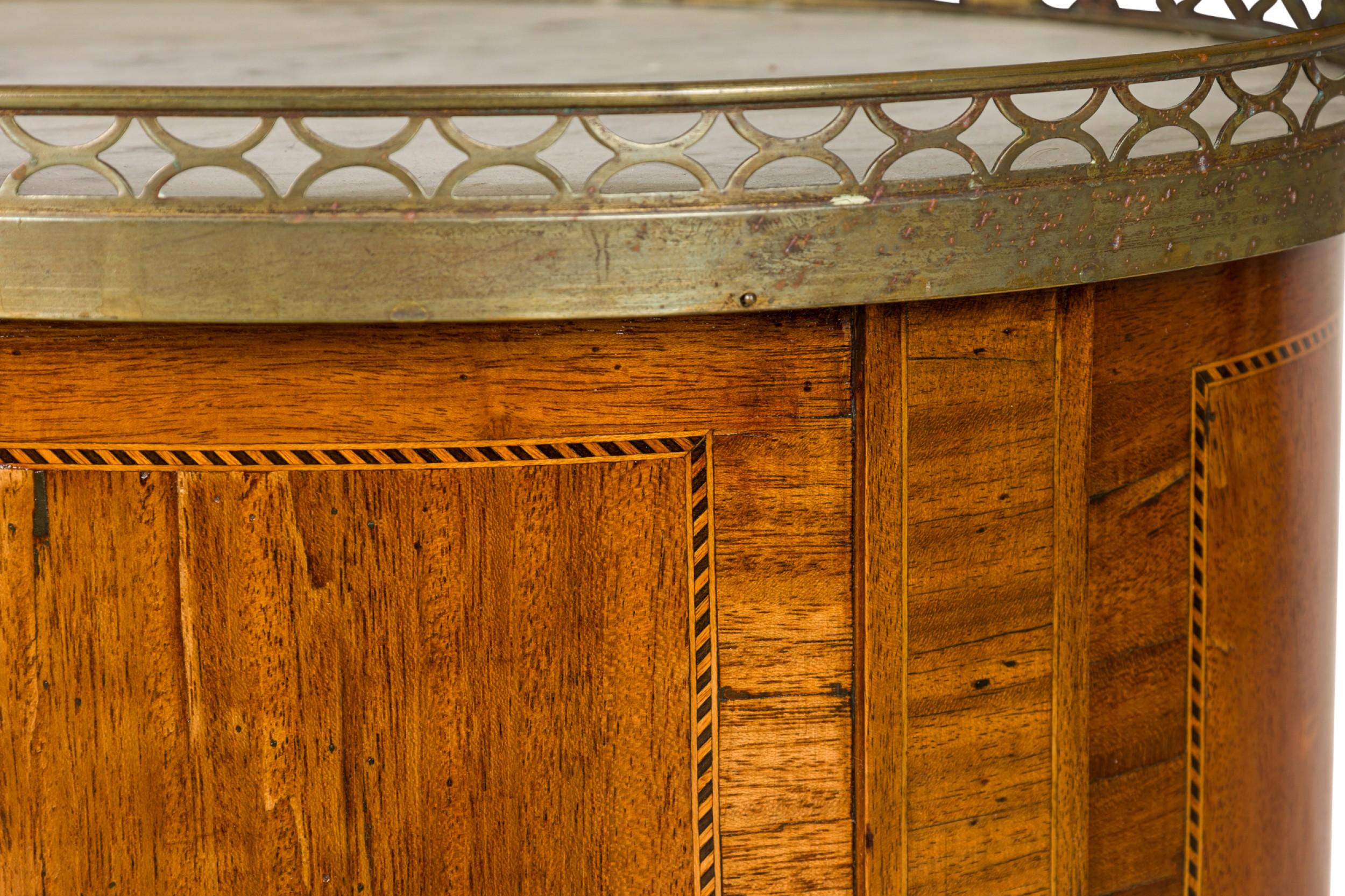 French Louis XVI Style Oval 3-Drawer Marble Gallery Top Bedside Table 5