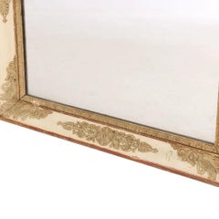 French Louis XVI Style Mirror, Cream Frame, Parcel-Gilt, Circa 1860