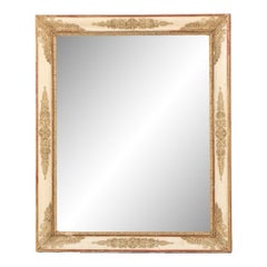French Louis XVI Style Mirror, Cream Frame, Parcel-Gilt, Circa 1860