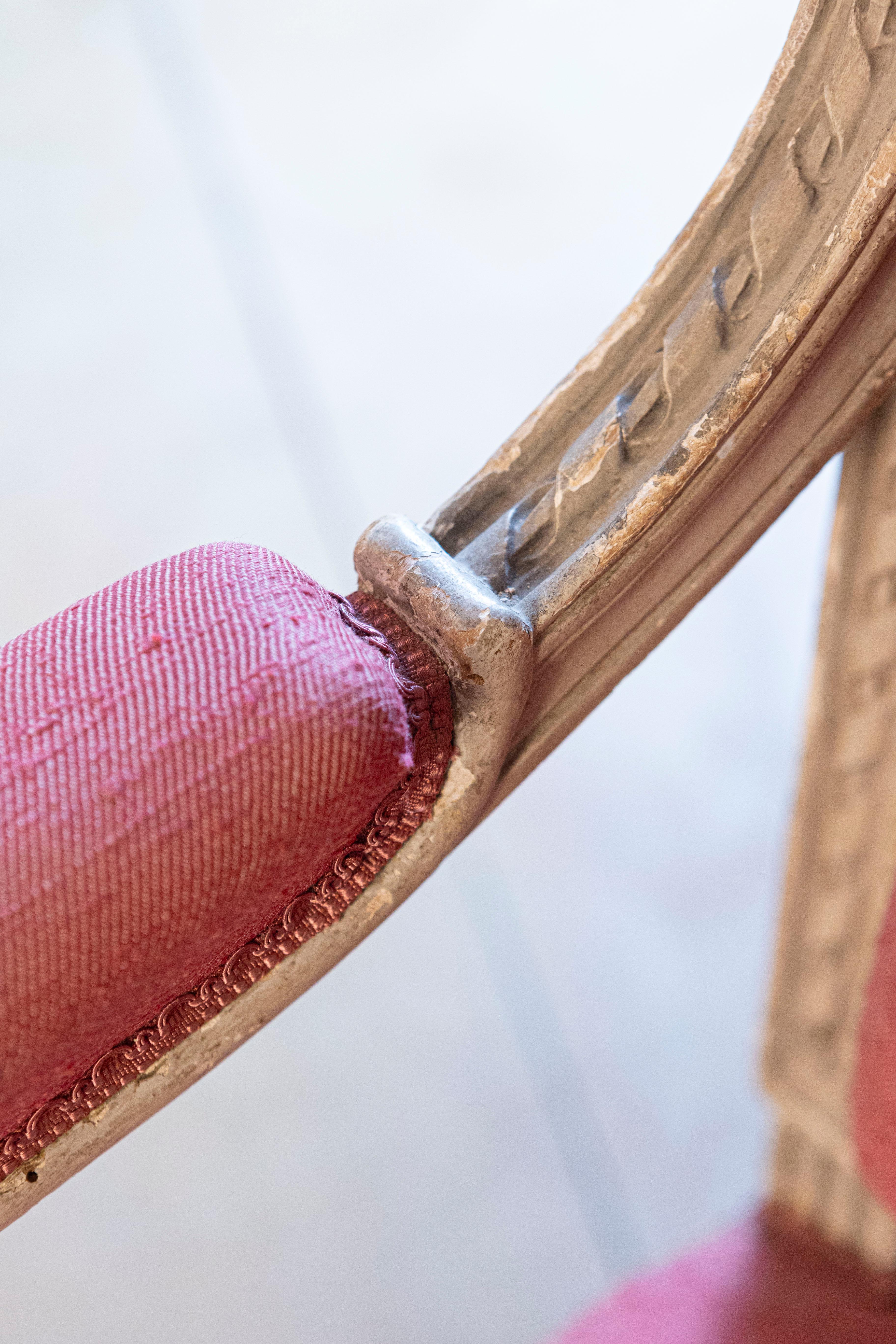 French Louis XVI Style Painted Armchairs with Richly Carved Décor, Sold Each For Sale 6