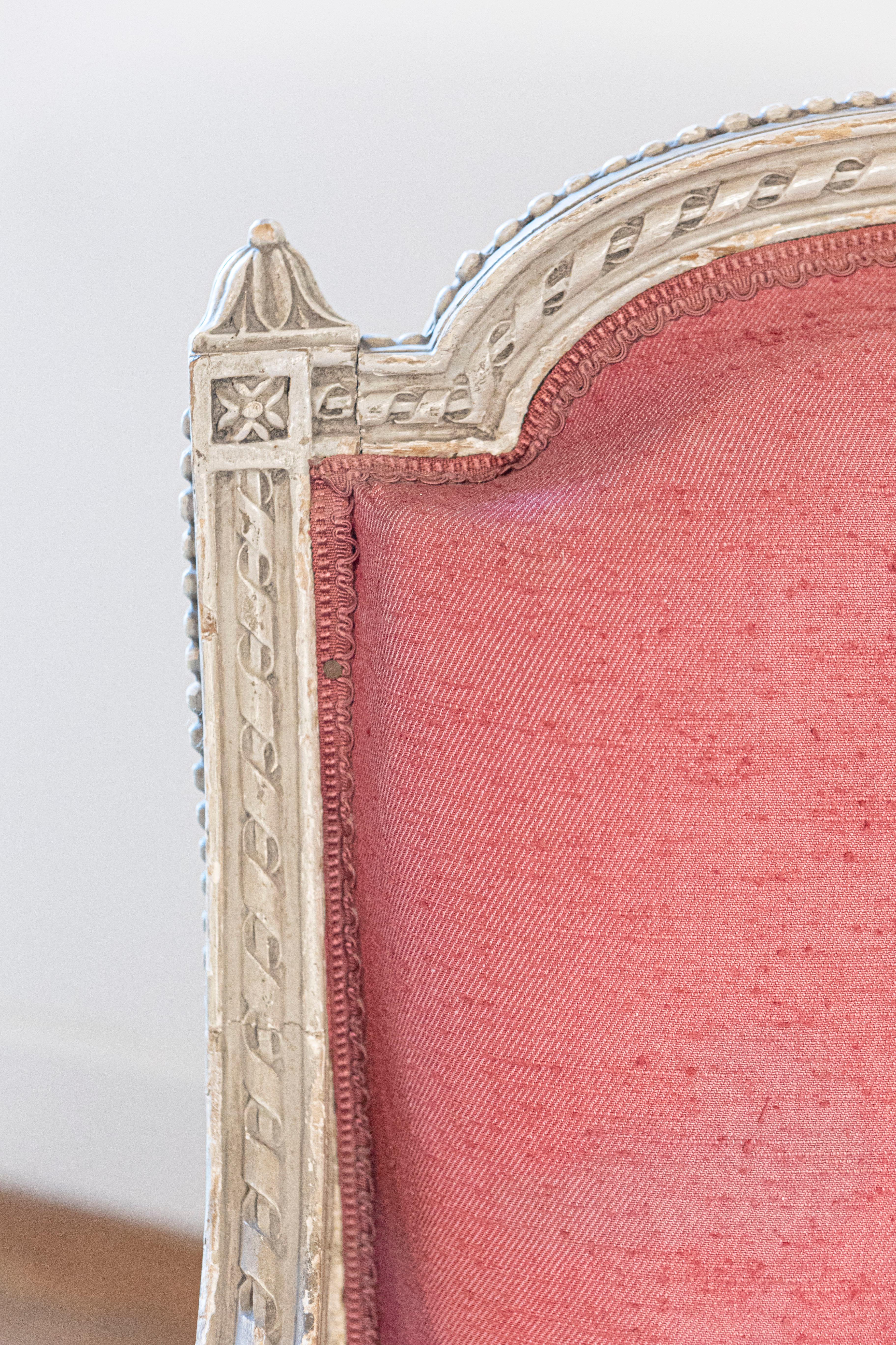 French Louis XVI Style Painted Armchairs with Richly Carved Décor, Sold Each For Sale 7